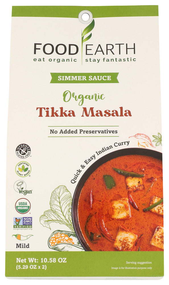 Food Earth Simmer Sauce Tikka Masala - Case of 6 - 2 pouches/10.58 OZ