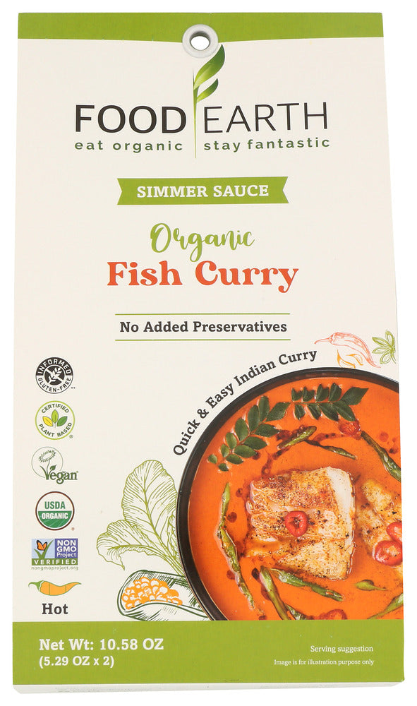 Food Earth Simmer Sauce Fish Curry - Case of 6 - 2 pouches/10.58 OZ