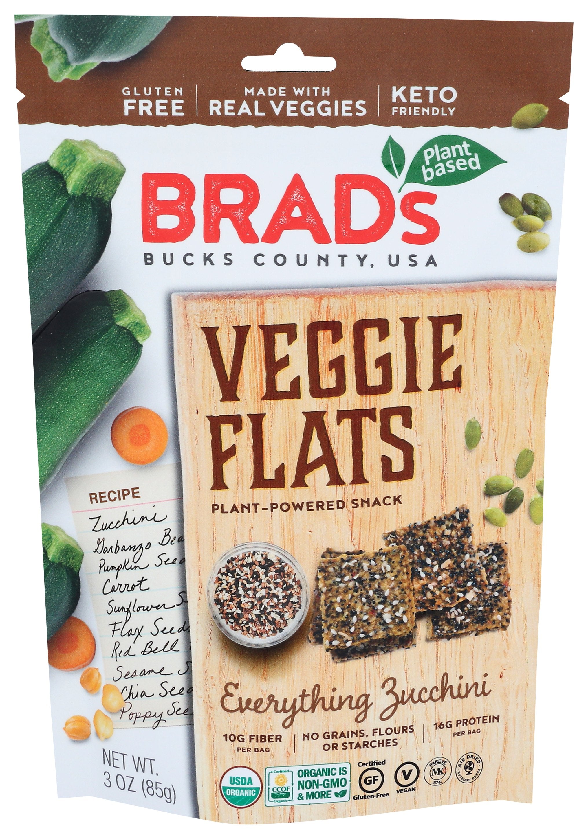 BRADS PLANT BASED FLATS VEGGIE ZUCCHINI - Case of 12