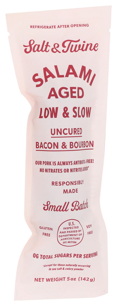 Salt and Twine Salami Bacon & Bourbon Uncured - Case of 12 - 5 oz