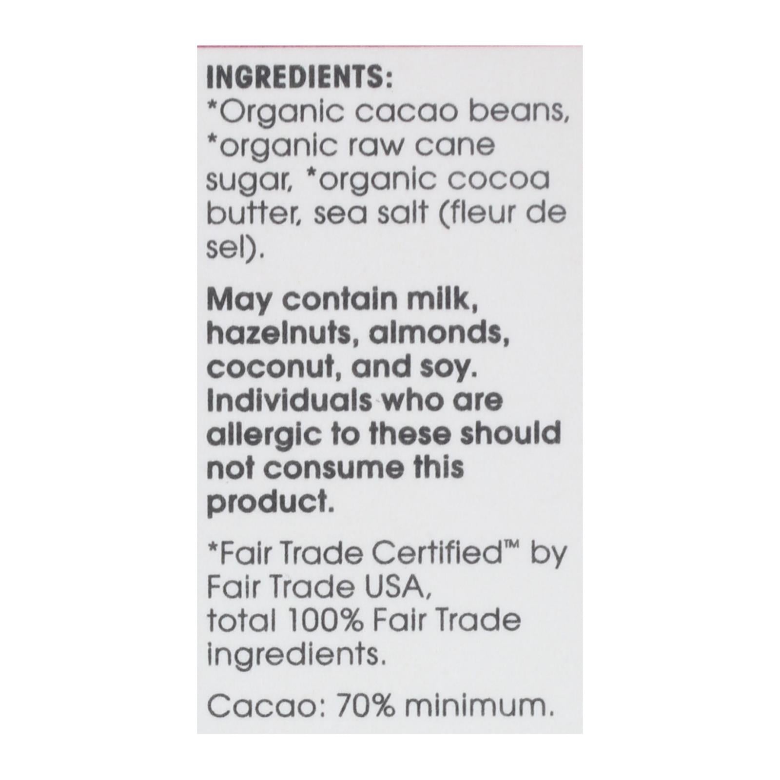 Alter Eco Americas Organic Chocolate Bar - Deep Dark Sea Salt - 2.82 oz Bars - Case of 12