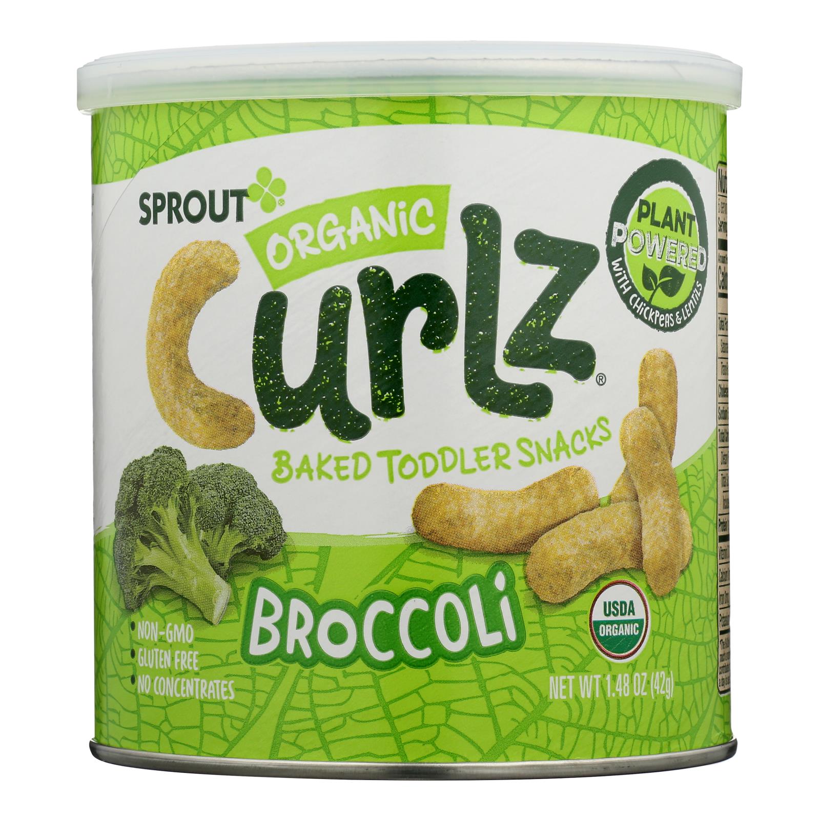 Sprout Organic Broccoli Curlz Baked Toddler Snacks  - Case Of 6 - 1.48 Oz