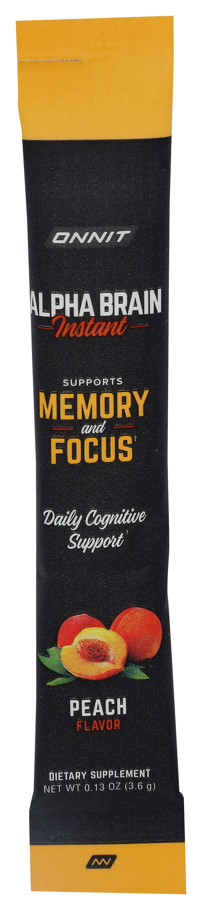 Onnit Alpha Brain Instant Natural Peach Flavor Supplement 0.13 oz - Case of 30