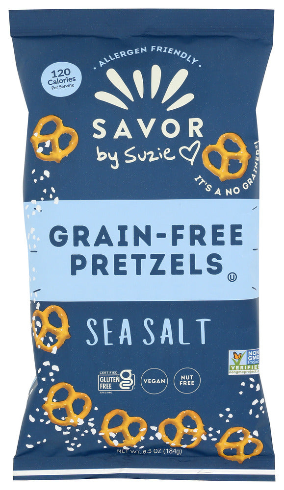 Savor by Suzie Grain-Free Pretzel Sea Salt - Case of 12 - 6.5 oz