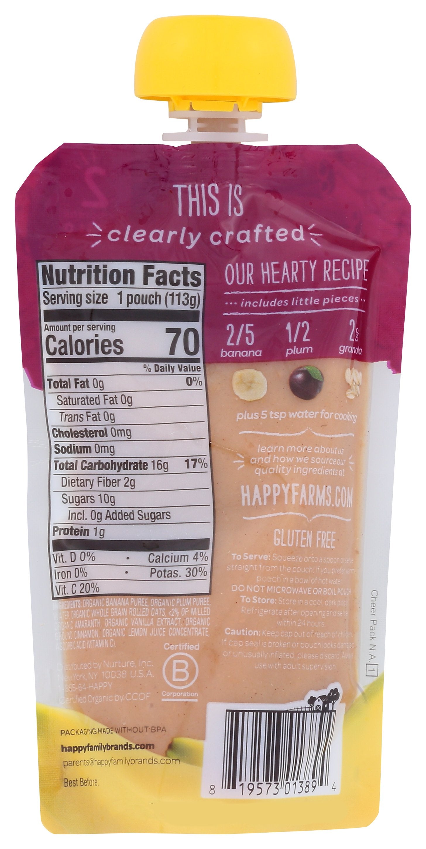 HAPPY BABY GRANOLA BANANA & PLUMS - Case of 16