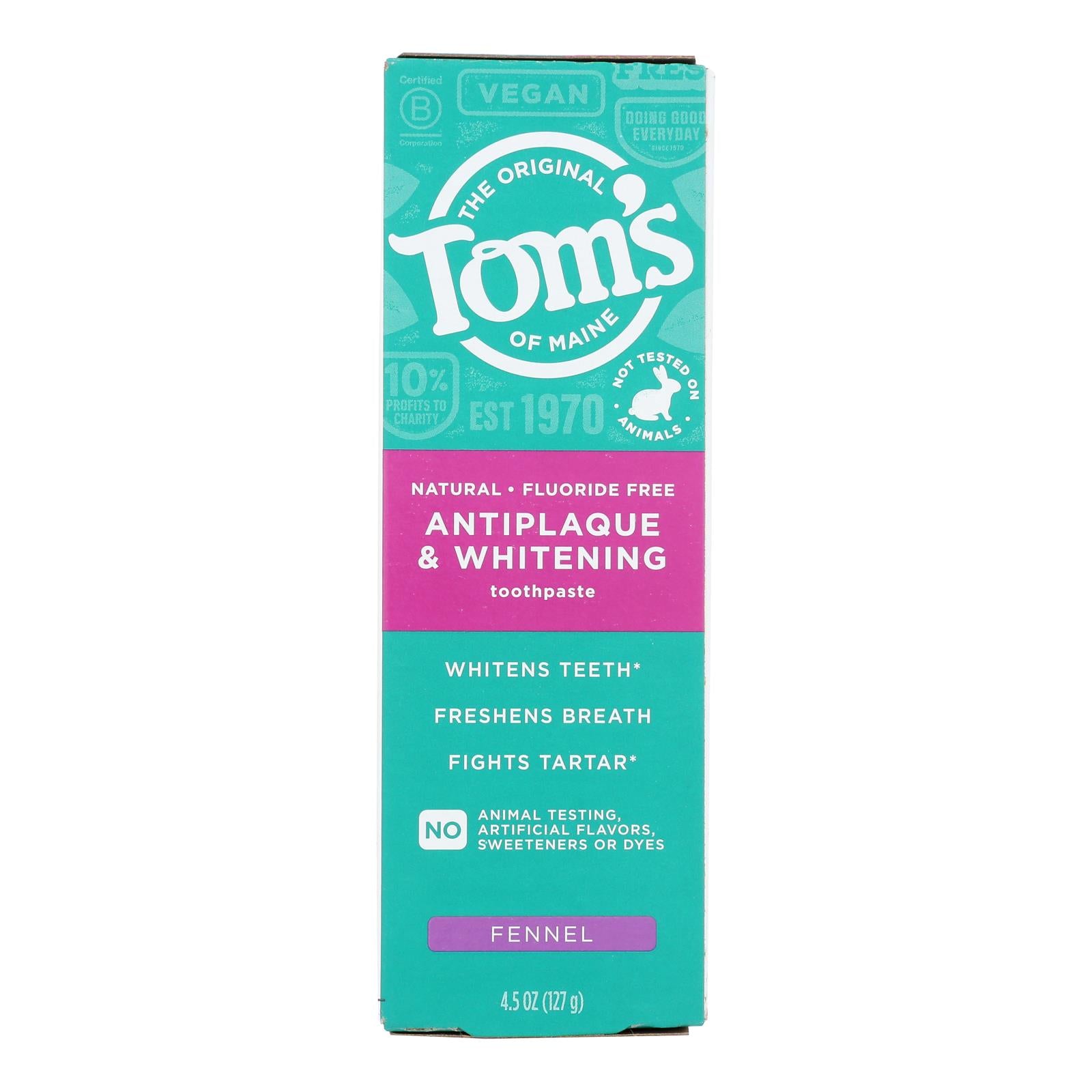 Tom's Of Maine - Tp A/p T/c Whtng Fennel - CS of 6-4.5 OZ
