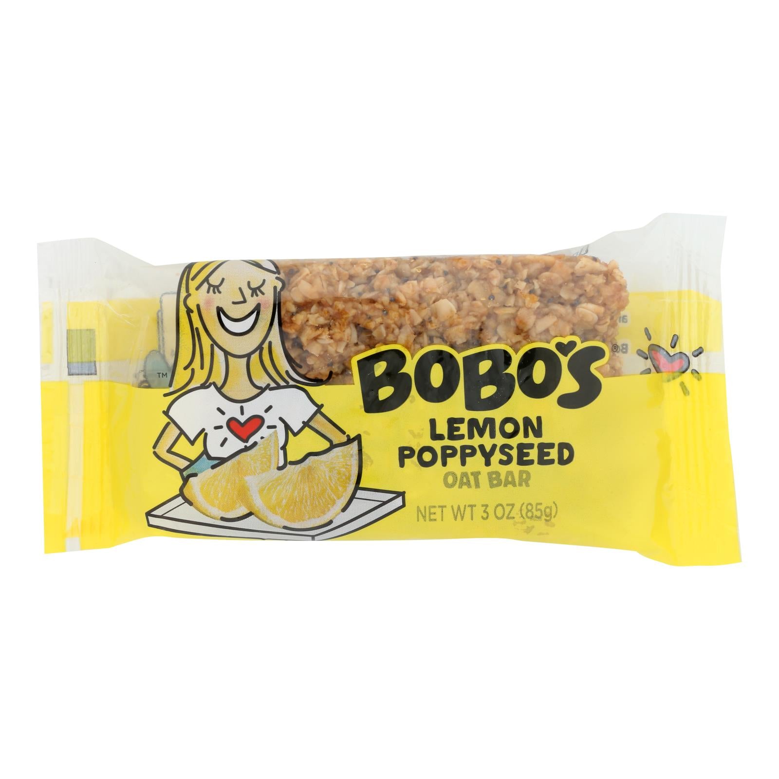 Bobo's Oat Bars - All Natural - Gluten Free - Lemon Poppyseed - 3 Oz Bars - Case Of 12