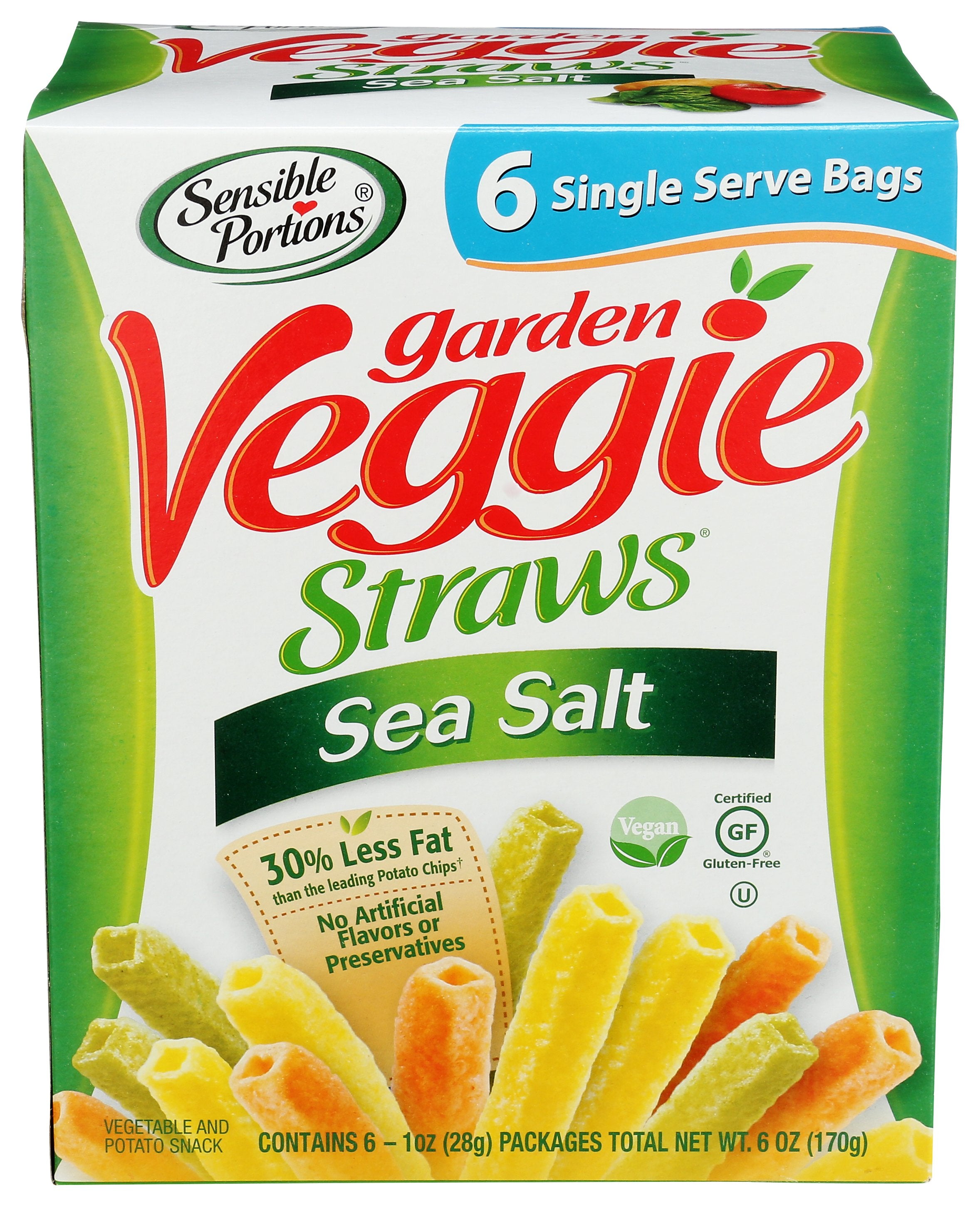 SENSIBLE PORTIONS STRAW VEGGIE 6PK SNGL SSALT - Case of 6