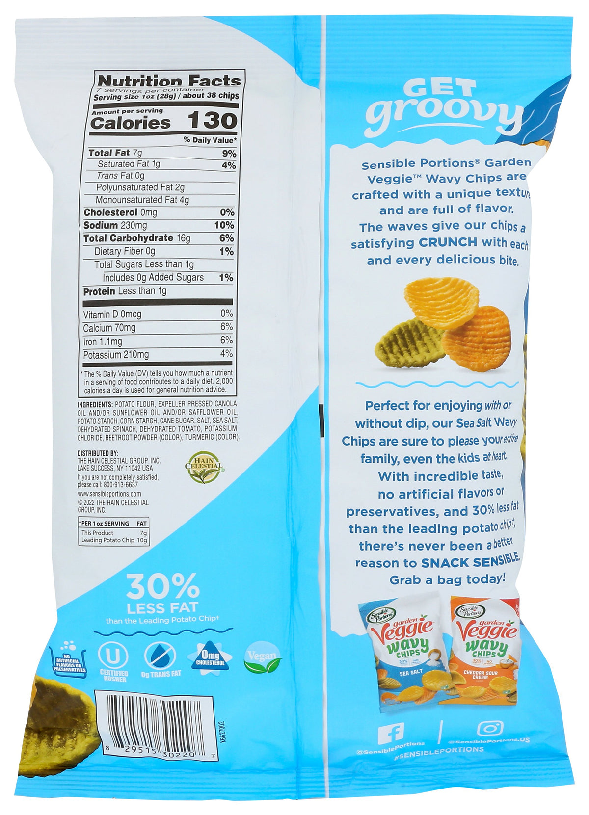 SENSIBLE PORTIONS CHIP VEGGIE SEA SALT - Case of 12 [GARDEN VEGGIE CHIPS - 7 OZ]