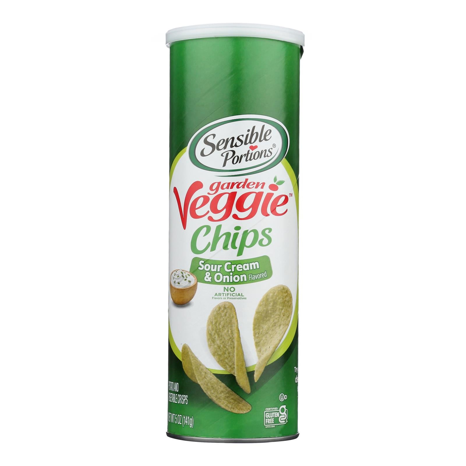 Sensible Portions Sour Cream & Onion Garden Veggie Chips In A Canister  - Case of 12 - 5 OZ