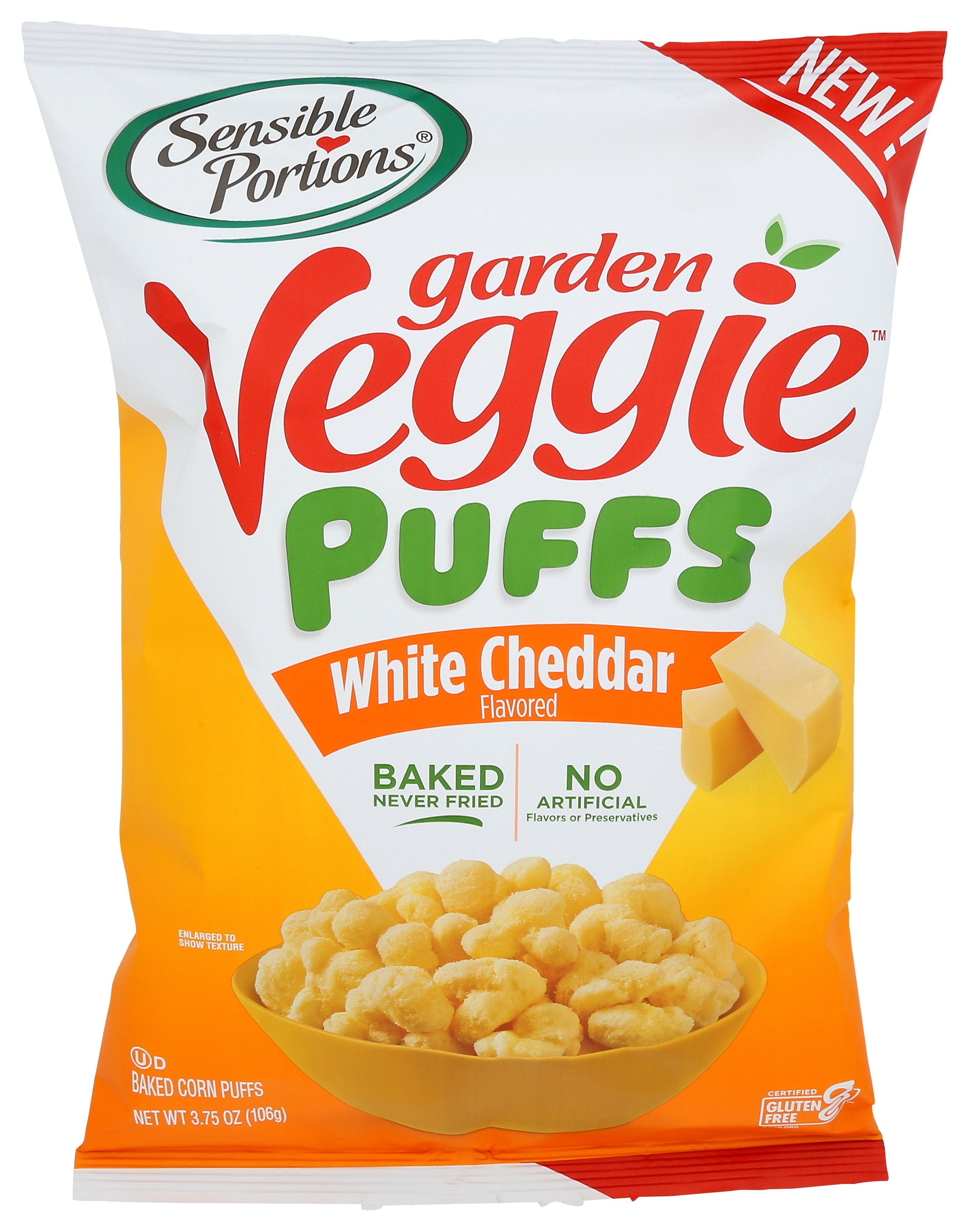 SENSIBLE PORTIONS PUFFS GRDN VEG WHT CHEDDR - Case of 6