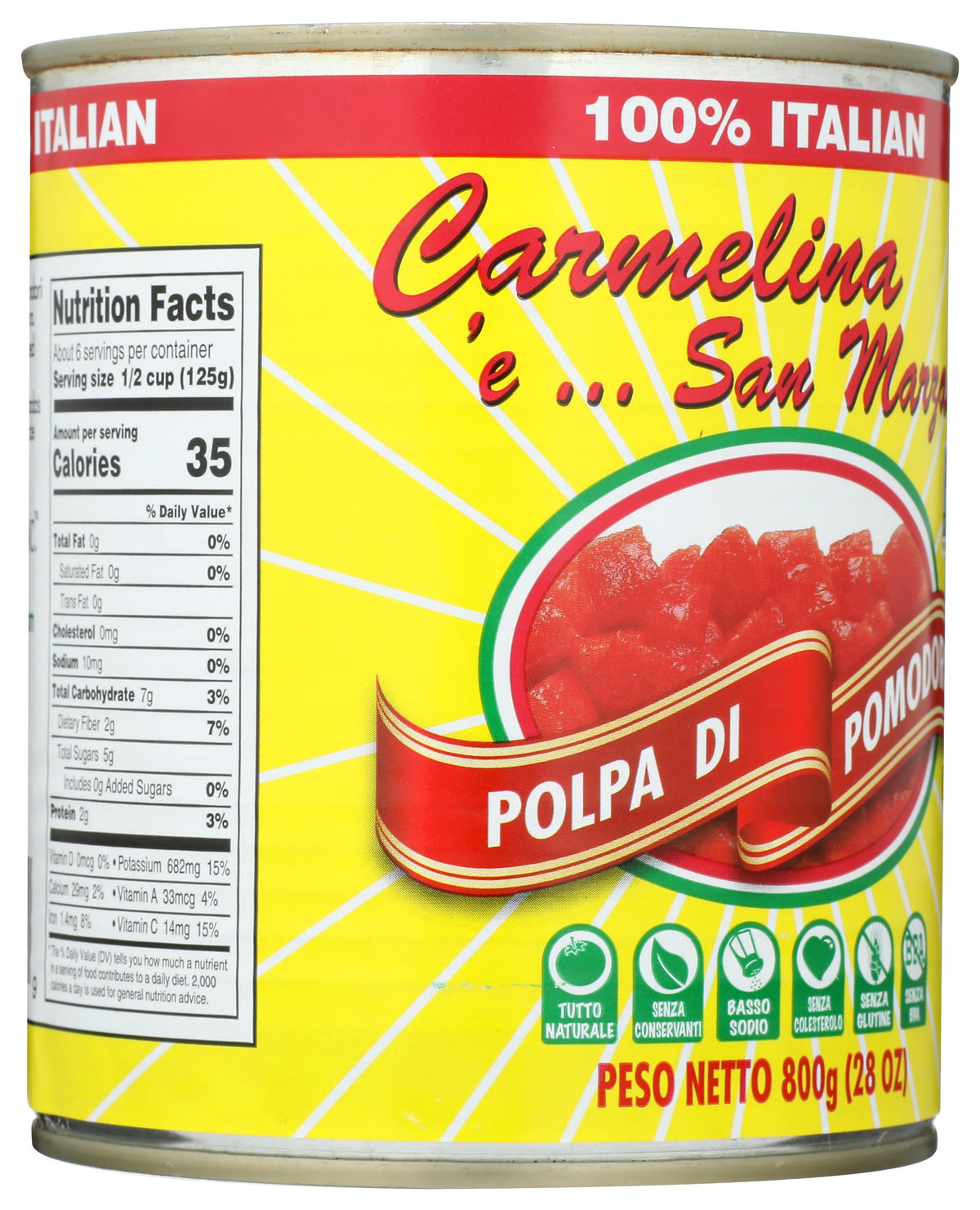 CARMELINA E SAN MARZANO TOMATO ITAL CHPD PURE - Case of 12 [ITALIAN CHOPPED TOMATOES IN PUREE - 28 OZ]