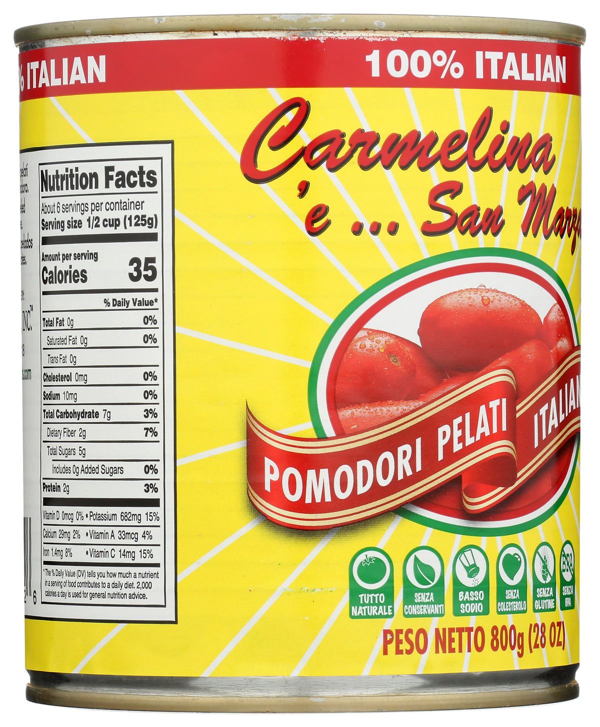 CARMELINA E SAN MARZANO TOMATO ITAL WHL PUREE - Case of 12 [ITALIAN WHOLE PEELED TOMATOES IN PUREE - 28 OZ]