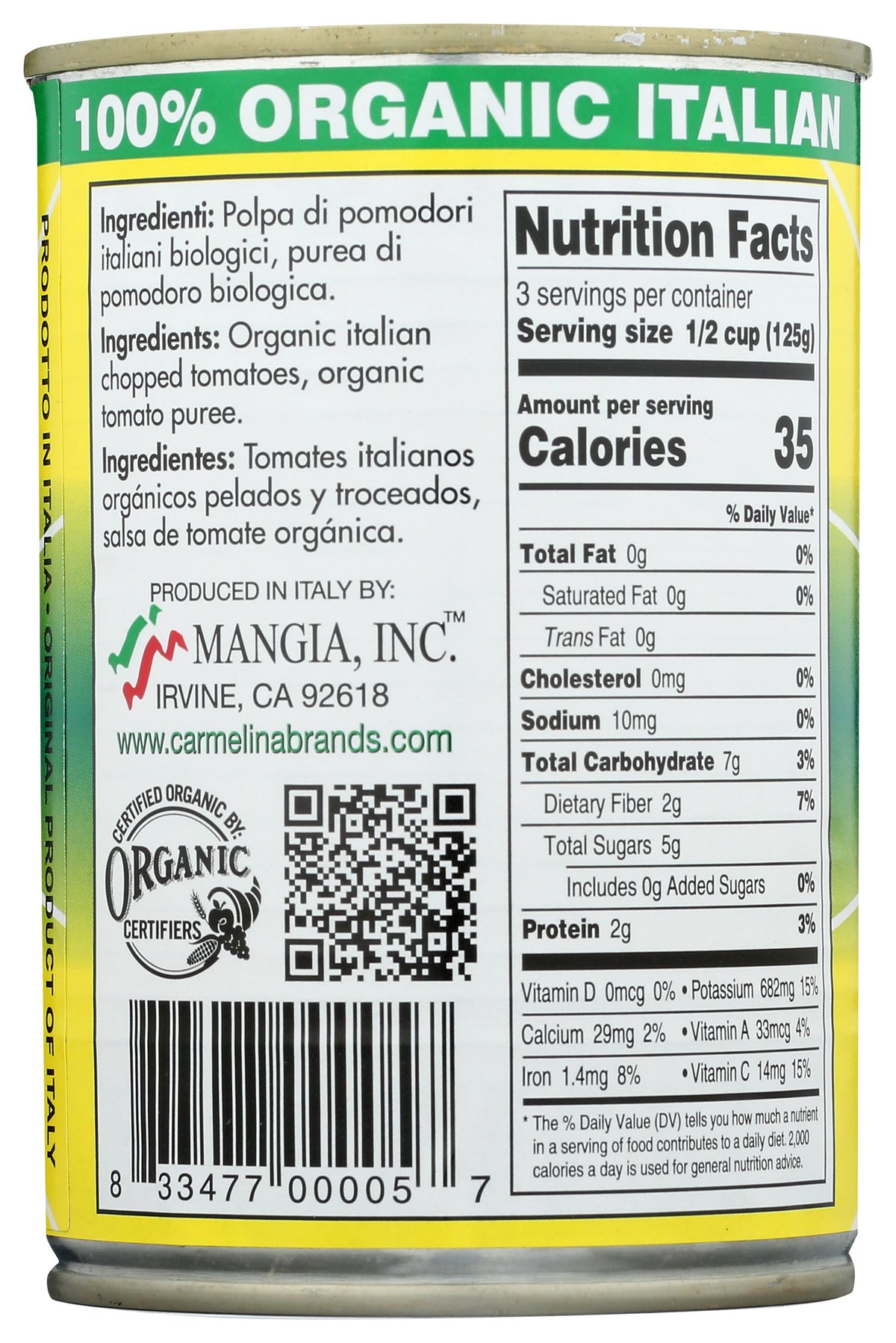 CARMELINA E SAN MARZANO TOMATO ITL CHPD PUREE - Case of 12
