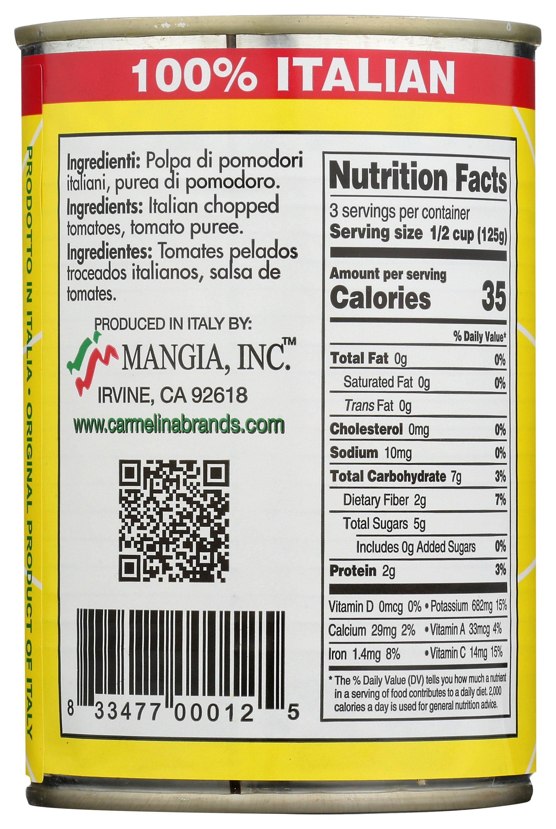 CARMELINA E SAN MARZANO TOMATO ITAL CHPD PURE - Case of 12 [ITALIAN CHOPPED TOMATOES IN PUREE - 14.28 OZ]