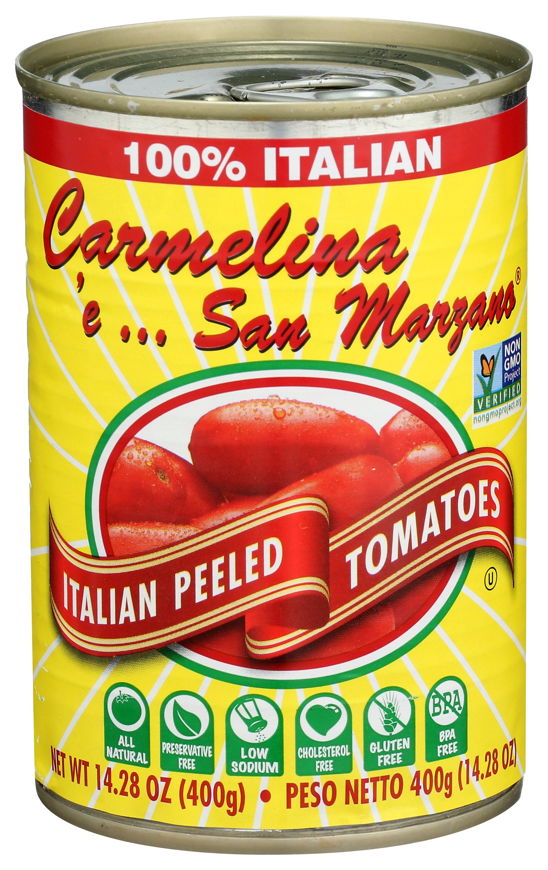 CARMELINA E SAN MARZANO TOMATO ITAL WHL PUREE - Case of 12 [ITALIAN WHOLE PEELED TOMATOES IN PUREE - 14.28 OZ]