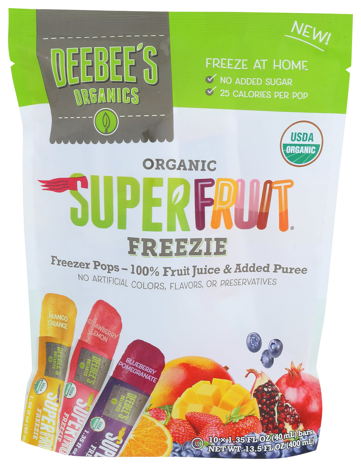 DEEBEES ORGANIC FRUIT POP VARIETY 10 PK - Case of 14