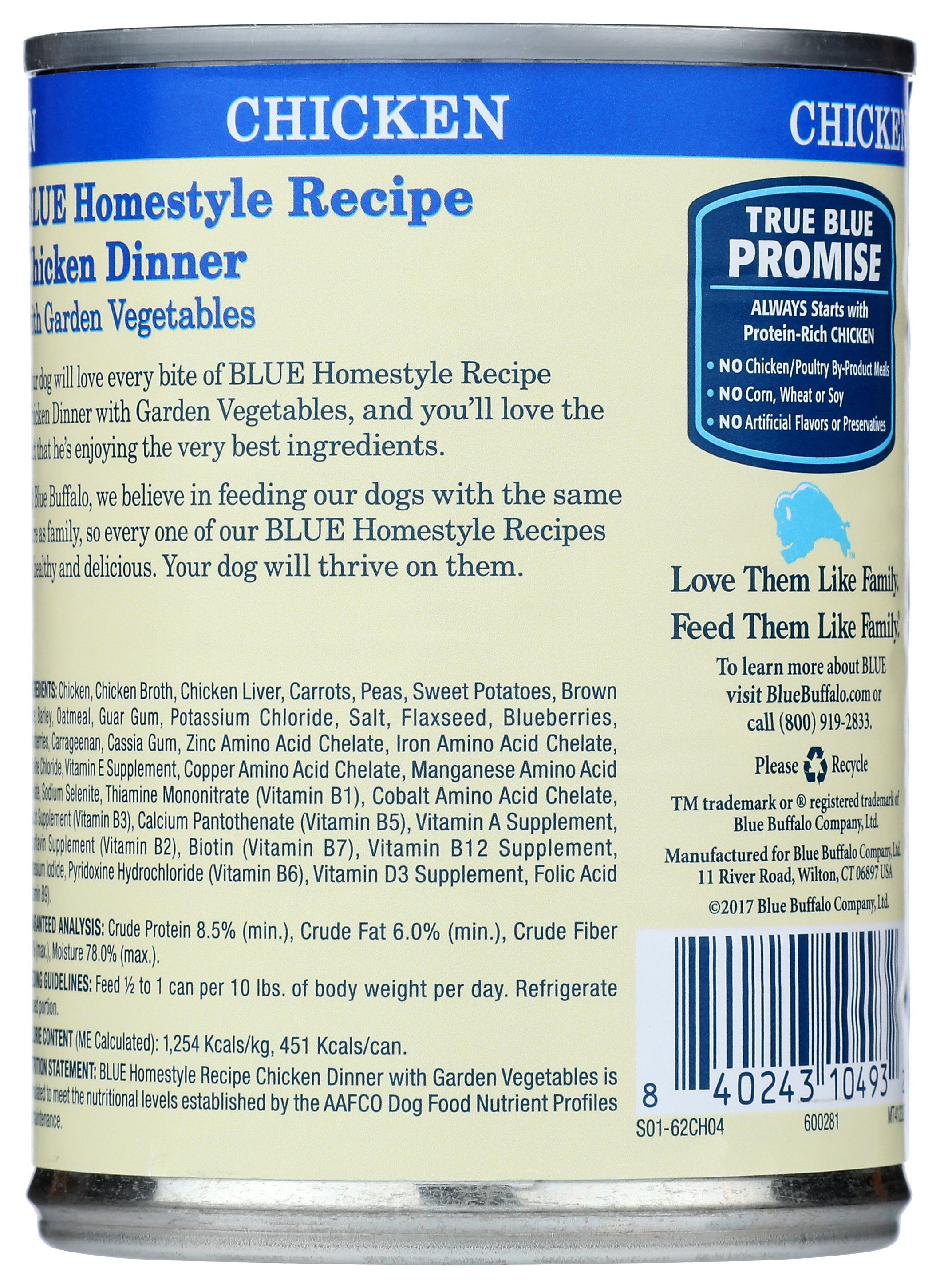 BLUE BUFFALO DOG FOOD CHKN RICE VEG - Case of 12