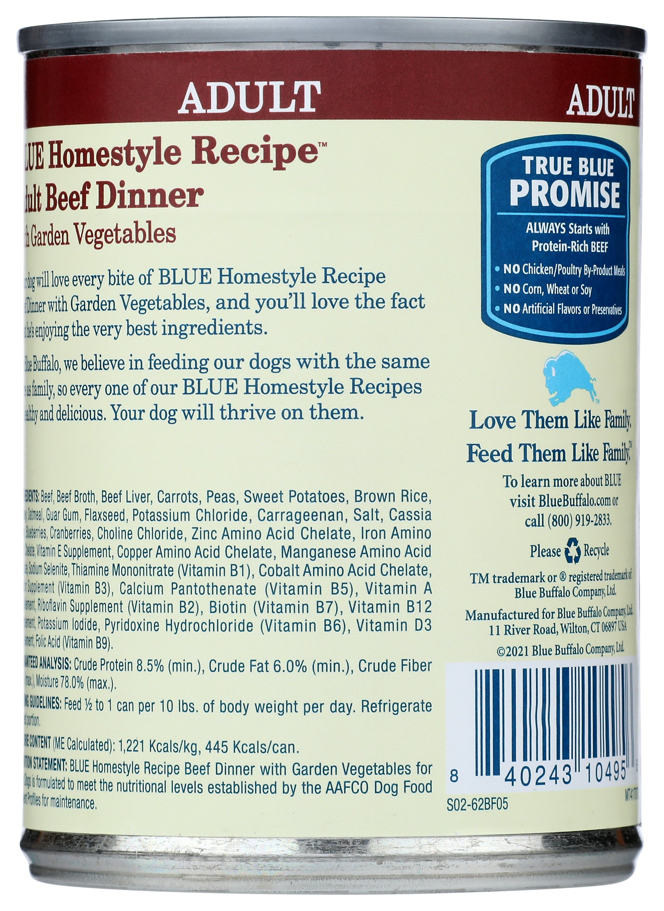 BLUE BUFFALO DOG FOOD HOMESTYLE BEEF - Case of 12