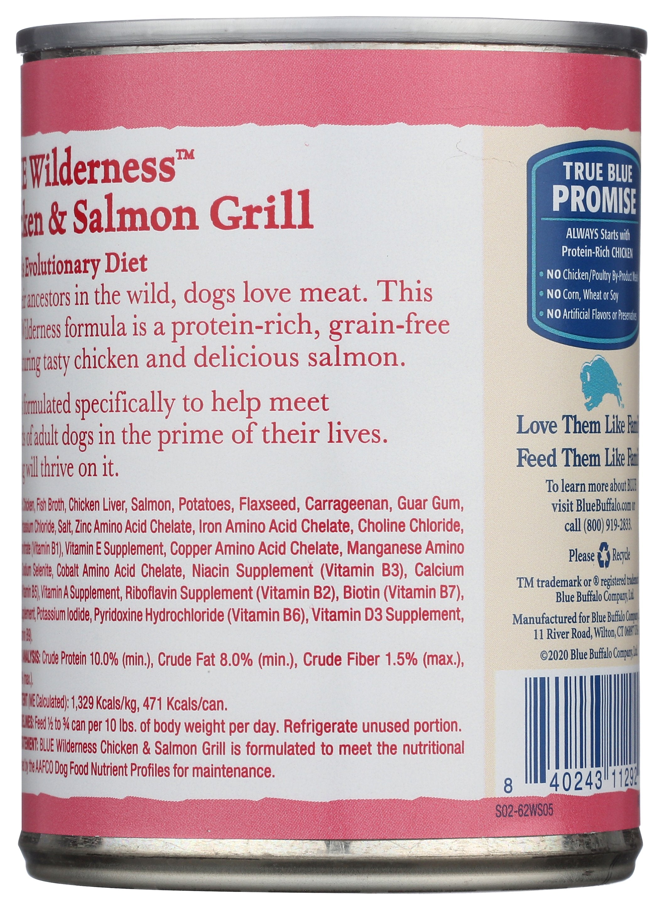BLUE BUFFALO FOOD DOG SALMON CHKN - Case of 12