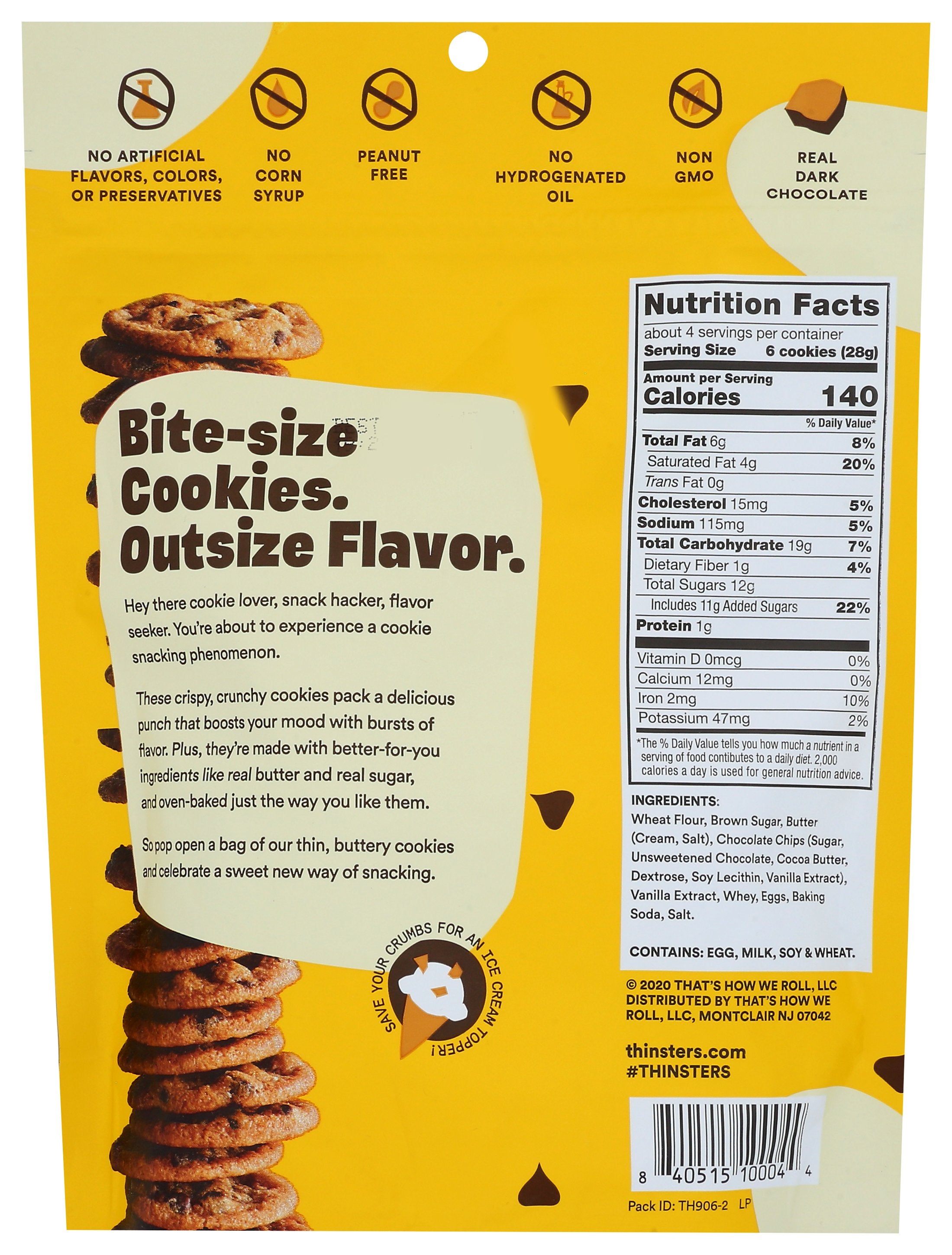 THINSTERS COOKIE THIN CHOC CHIP - Case of 12