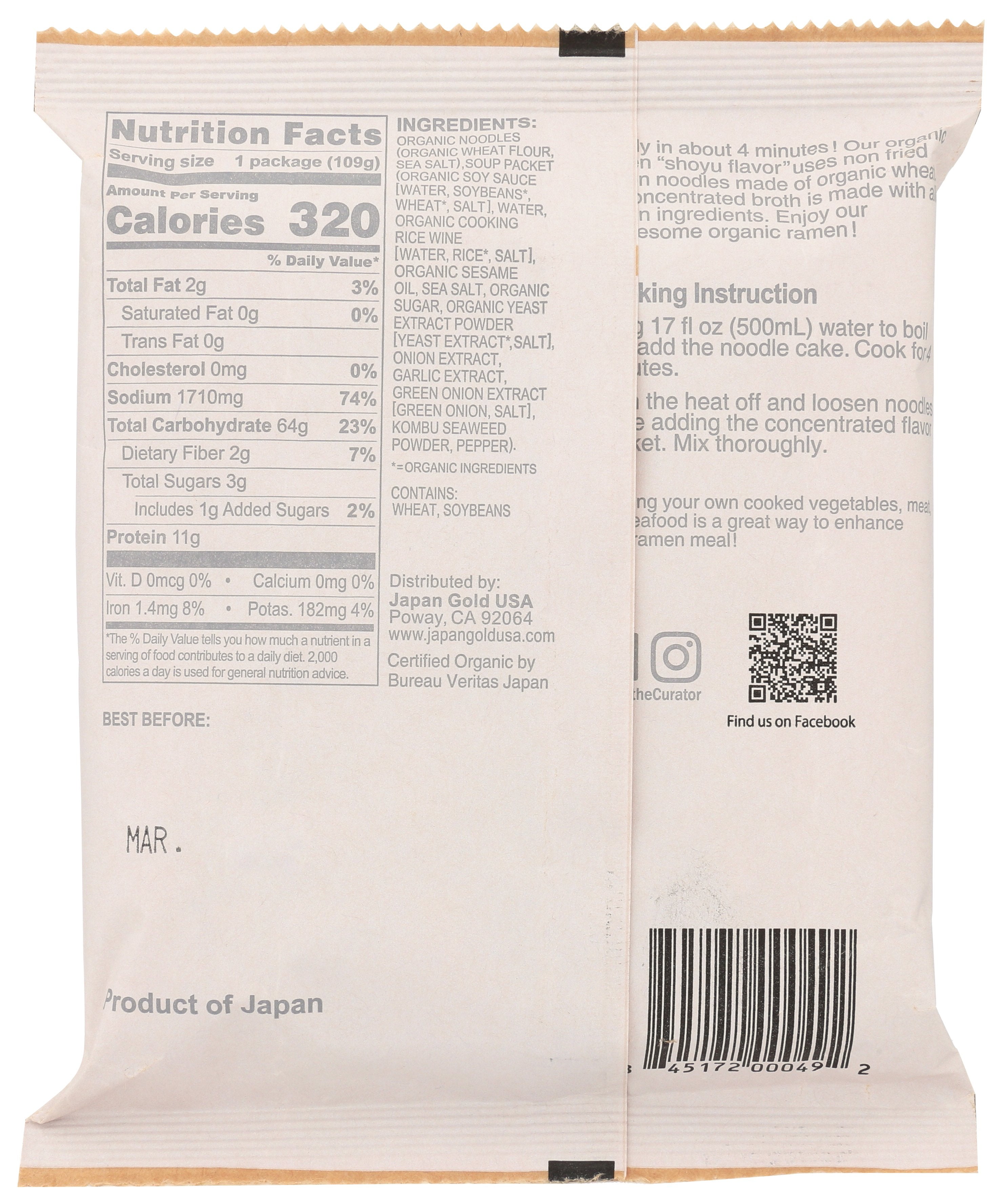 MUSO FROM JAPAN RAMEN JAPANESE ORG - Case of 10