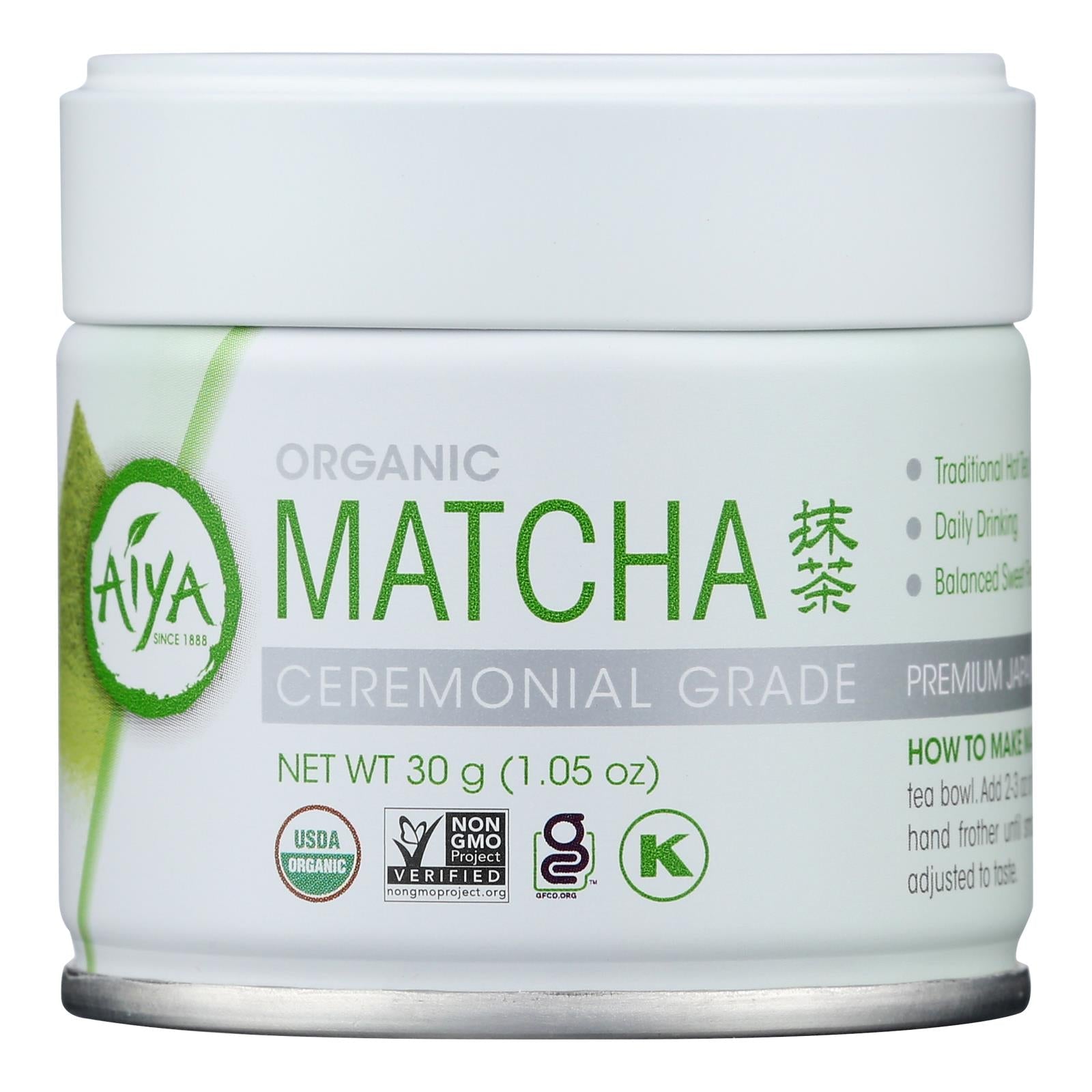 Aiya Organic Matcha - Ceremonial Grade, 6 Pack, 30g