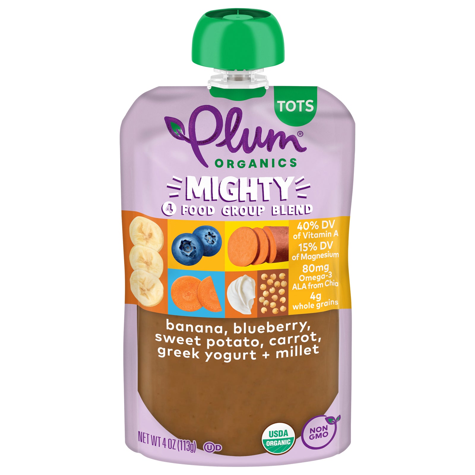 Plum Organics - Grk Ygrt Og2 Swt Pot Blu - CS of 12-4 OZ