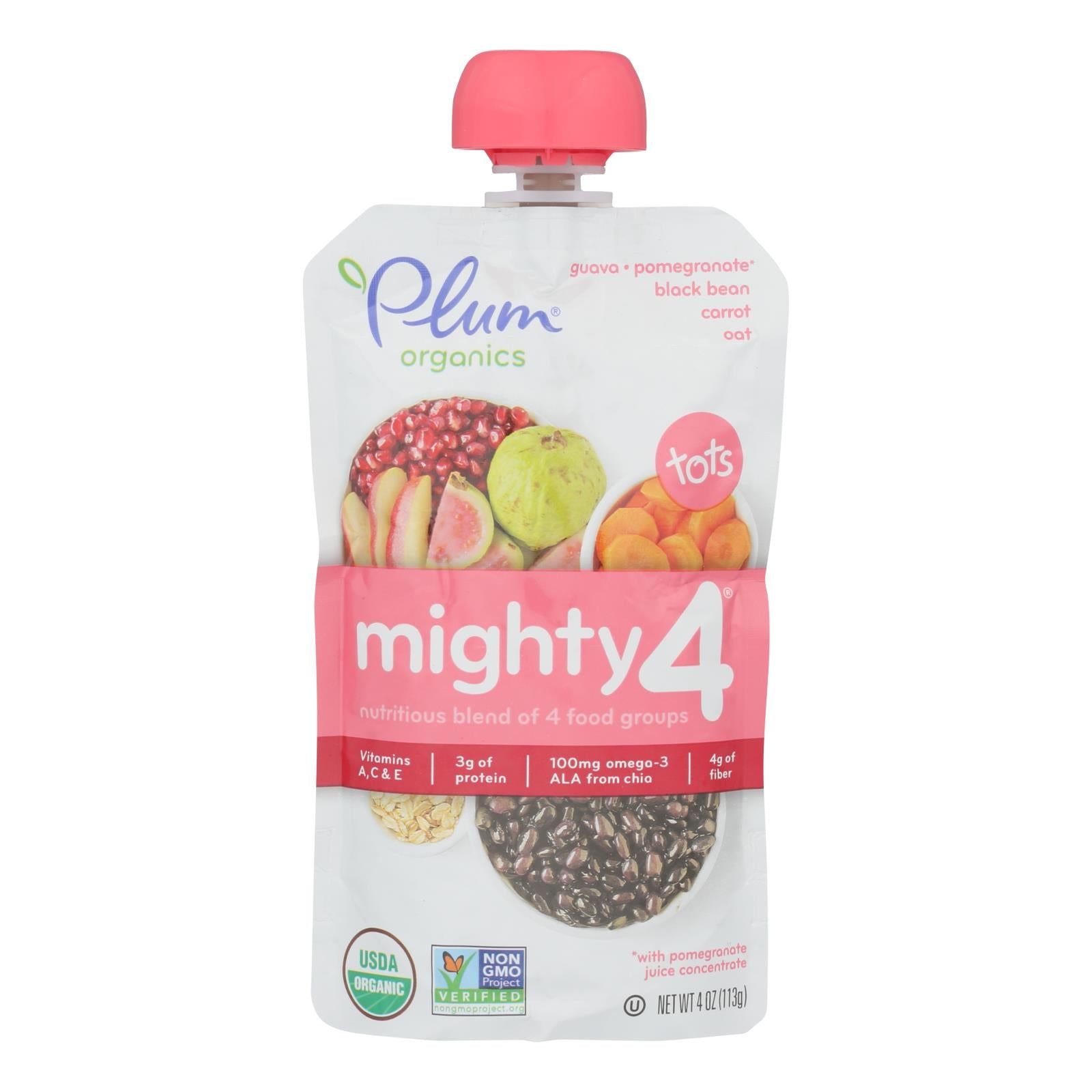 Plum Organics - Mghty 4 Og2 Crrt Guav Oat - CS of 12-4 OZ