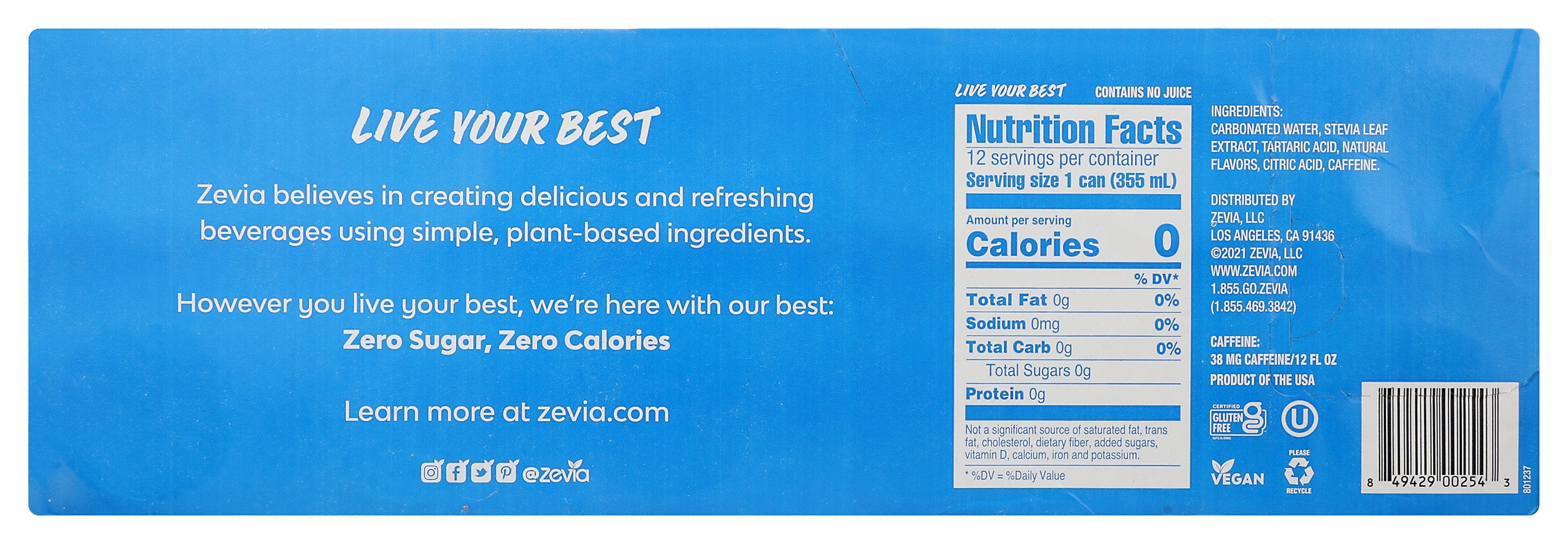 ZEVIA SODA ZERO CHRY COLA 12PK - Case of 2