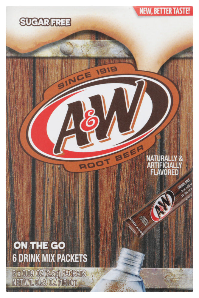 A&W On the Go Sugar Free Root Beer Drink Mix Packets 6 ea - Case of 12
