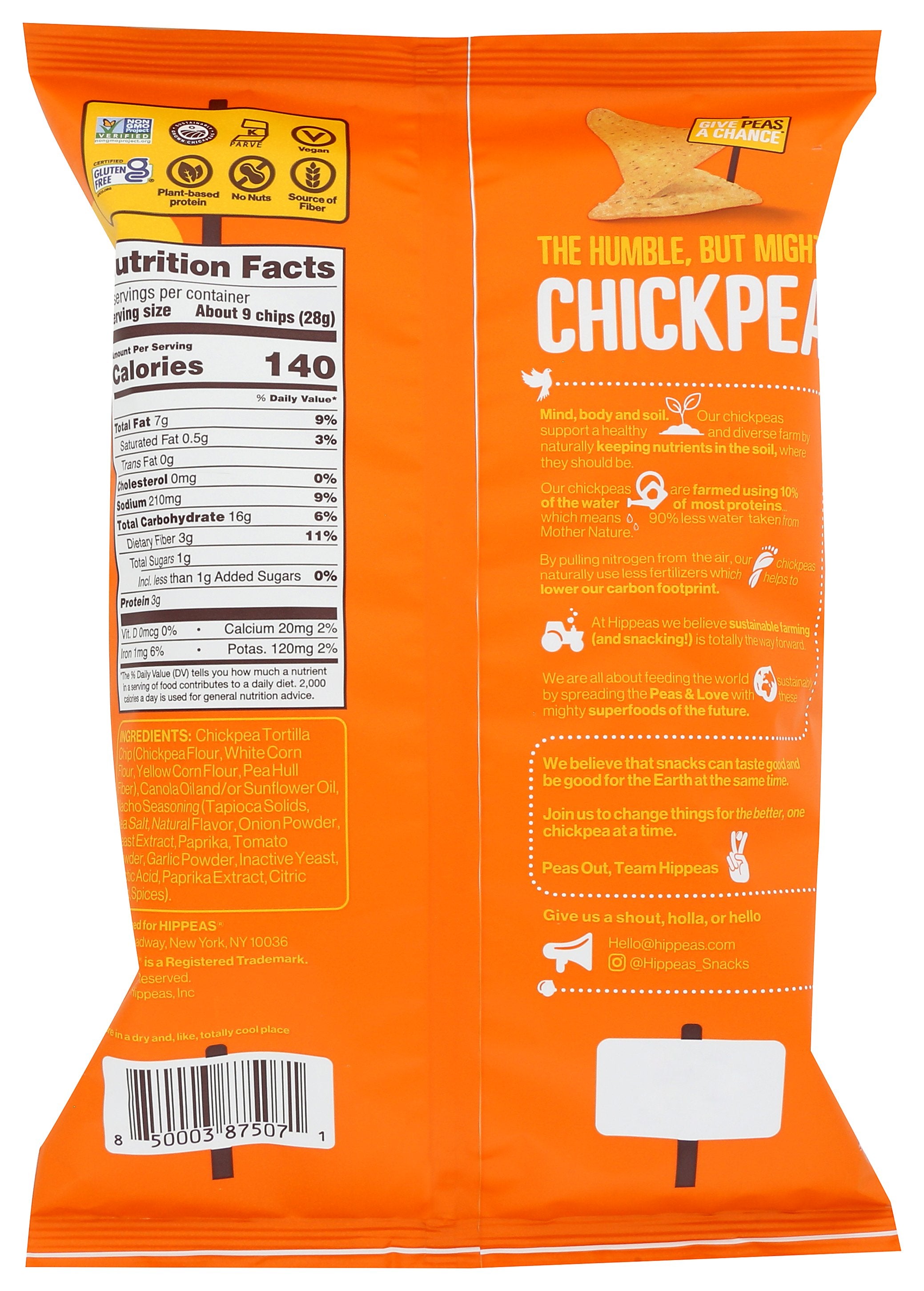 HIPPEAS CHIPS TORTILLA NACHO VBS - Case of 12