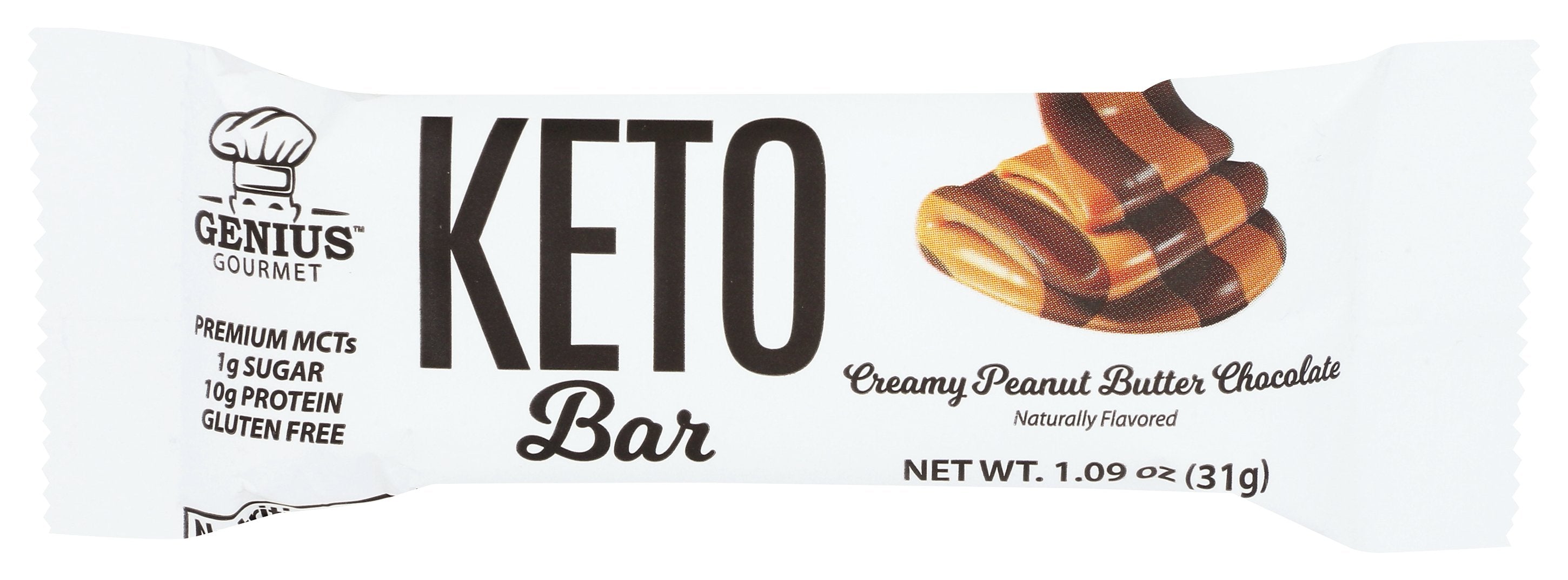 GENIUS GOURMET KETO BARS BAR PB CHOCOLATE - Case of 10
