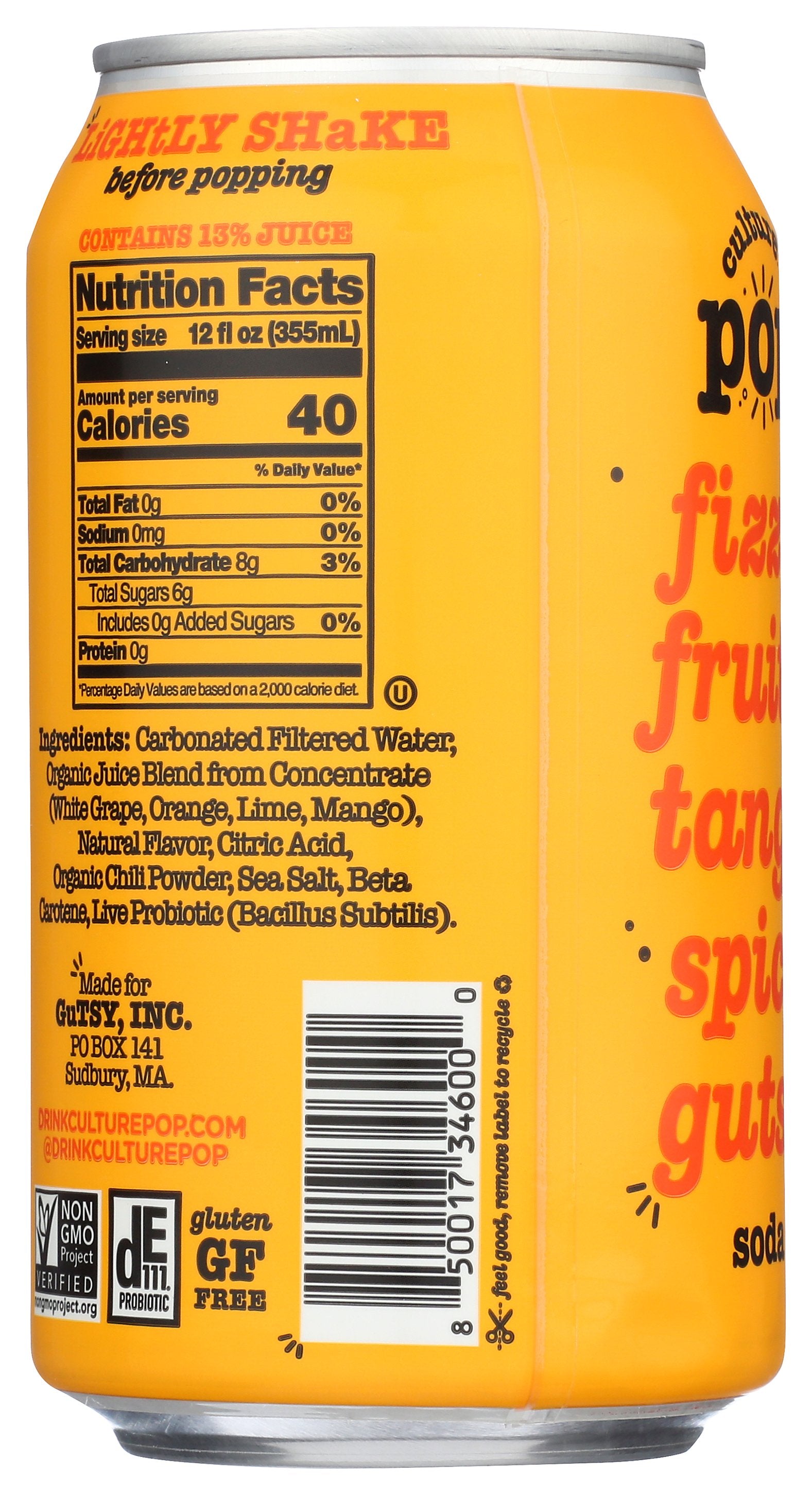 CULTURE POP SODA PROBIOTIC ORNG MANGO - Case of 12