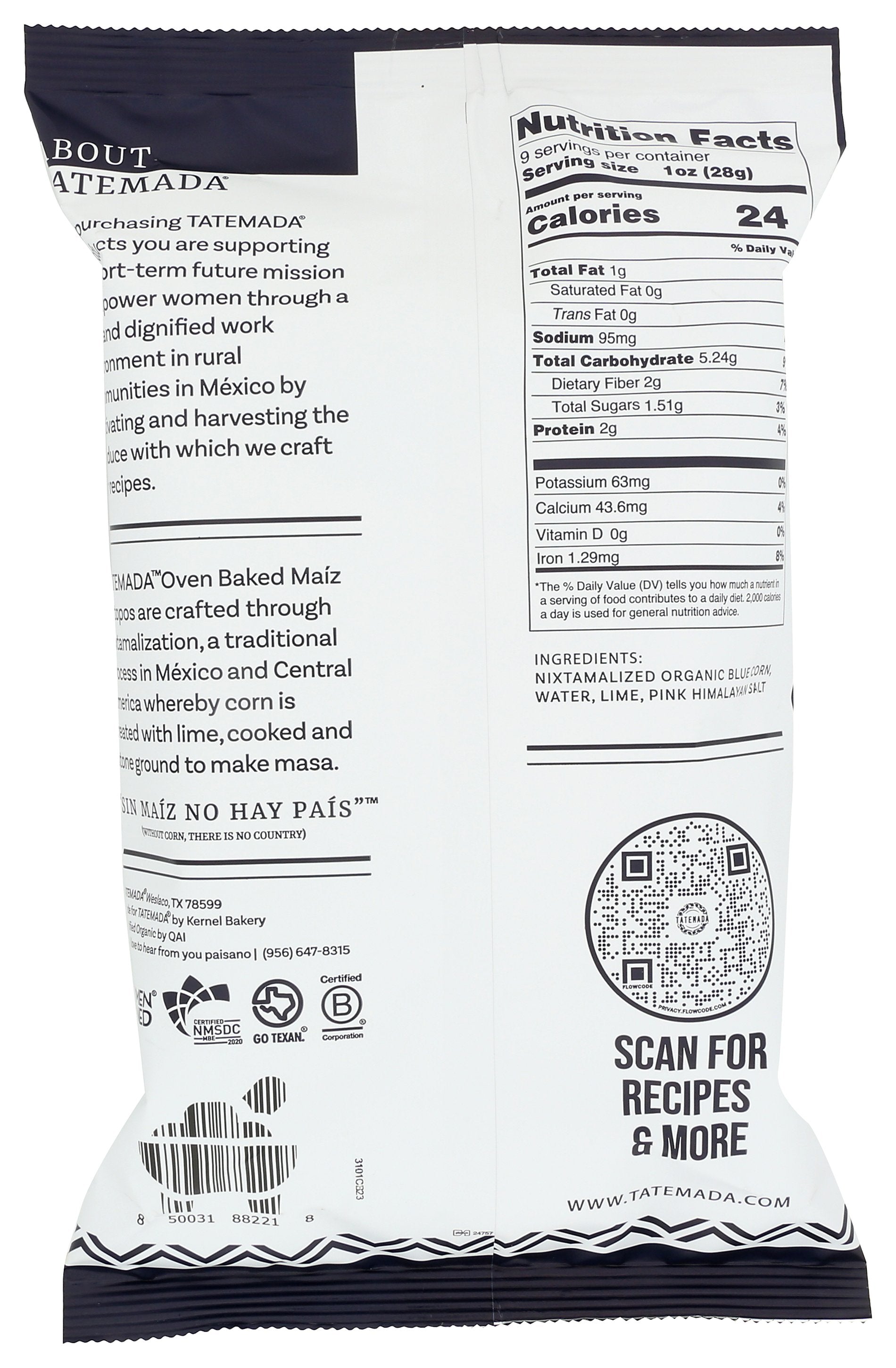 TATEMADA TORTILLA CHIPS MAIZ TOTOPOS - Case of 6