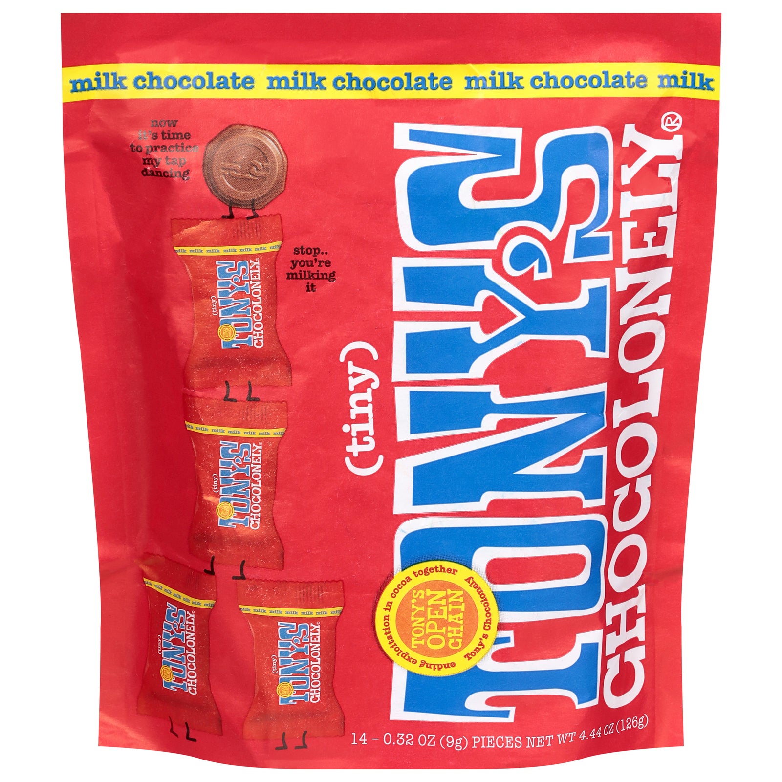 Tony's Chocolonely - Tiny Milk Choc Pouch - CS of 8-4.44 OZ