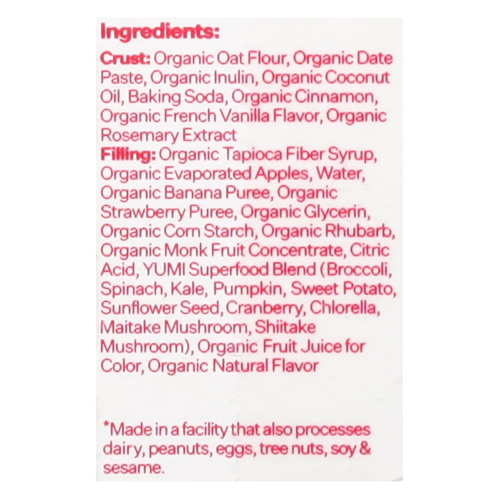 Yumi - Bar Og2 Strawbry Rhubarb - EA of 1-3.7 OZ