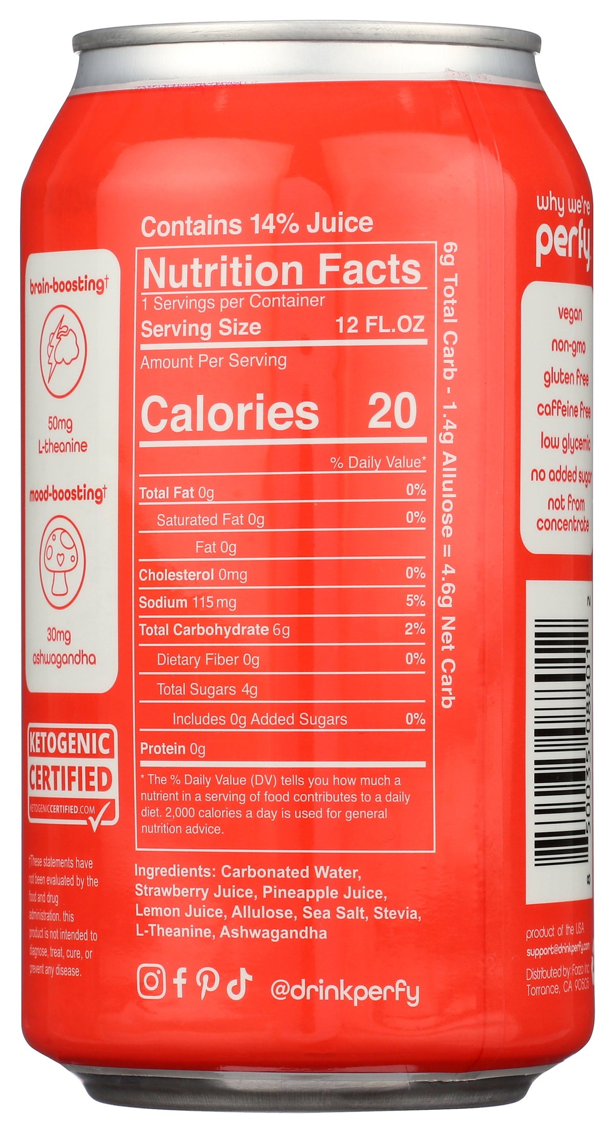 PERFY SODA SF FRUIT PUNCH - Case of 12