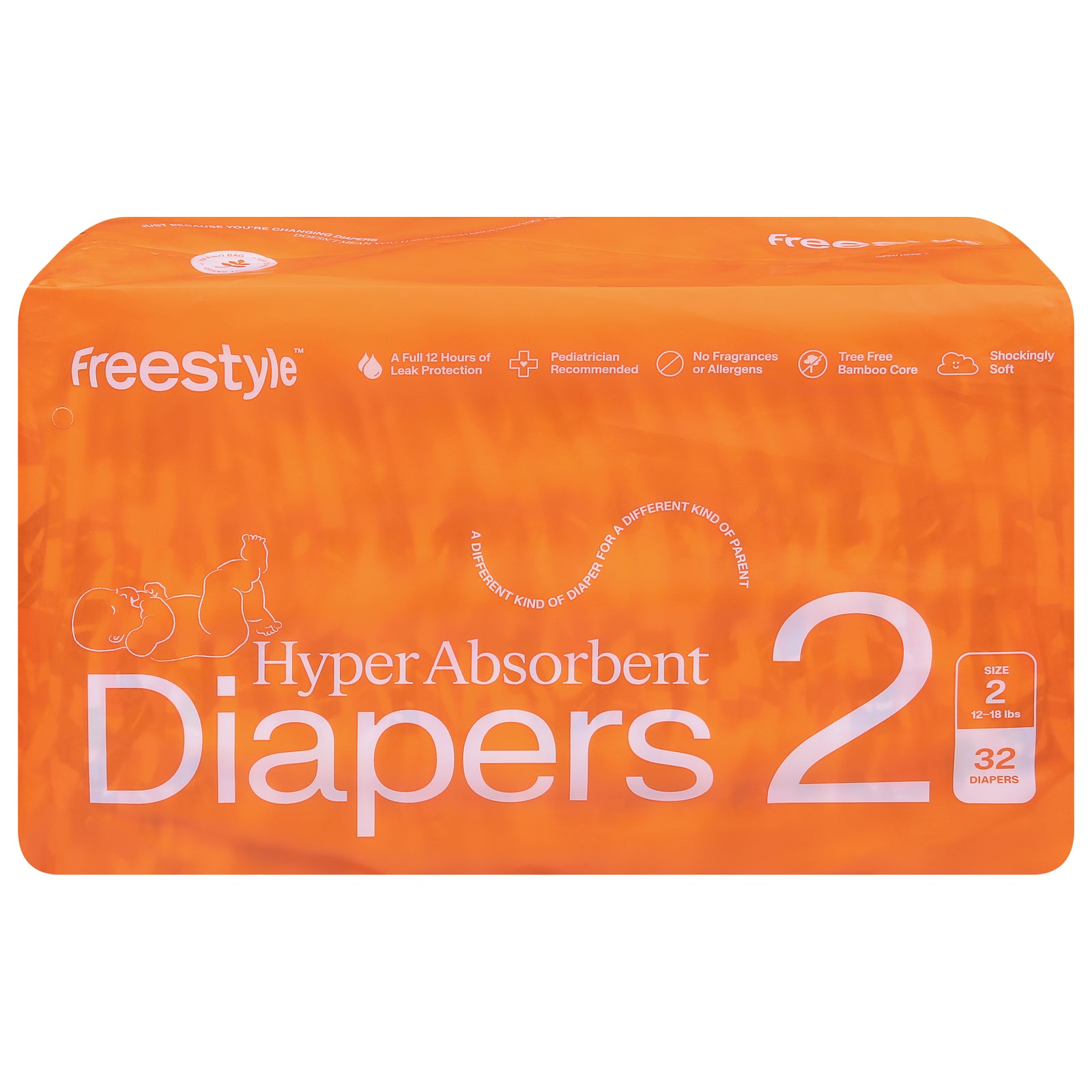 Freestyle - Diapers Baby Size 2 - Case of 6-32 CT