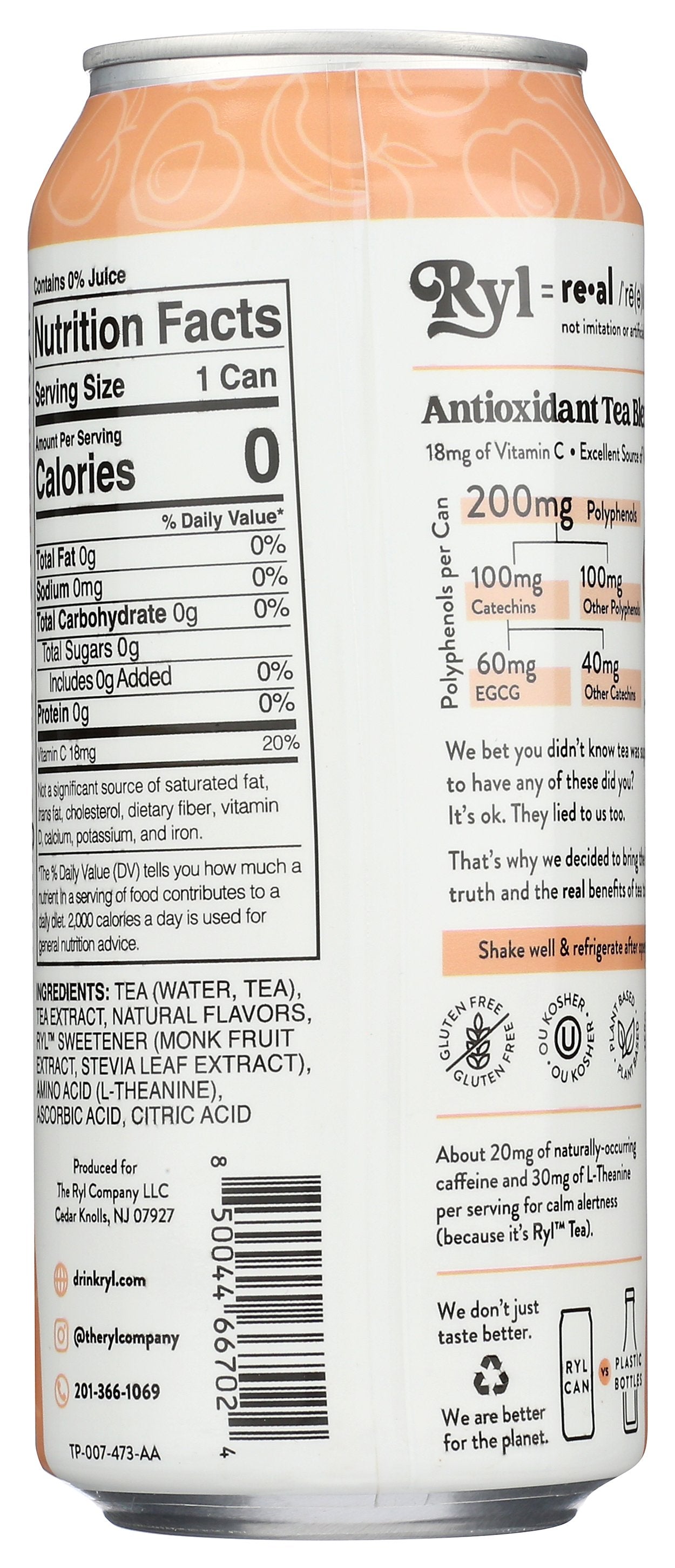 THE RYL CO TEA BLACK PEACH RTD - Case of 12