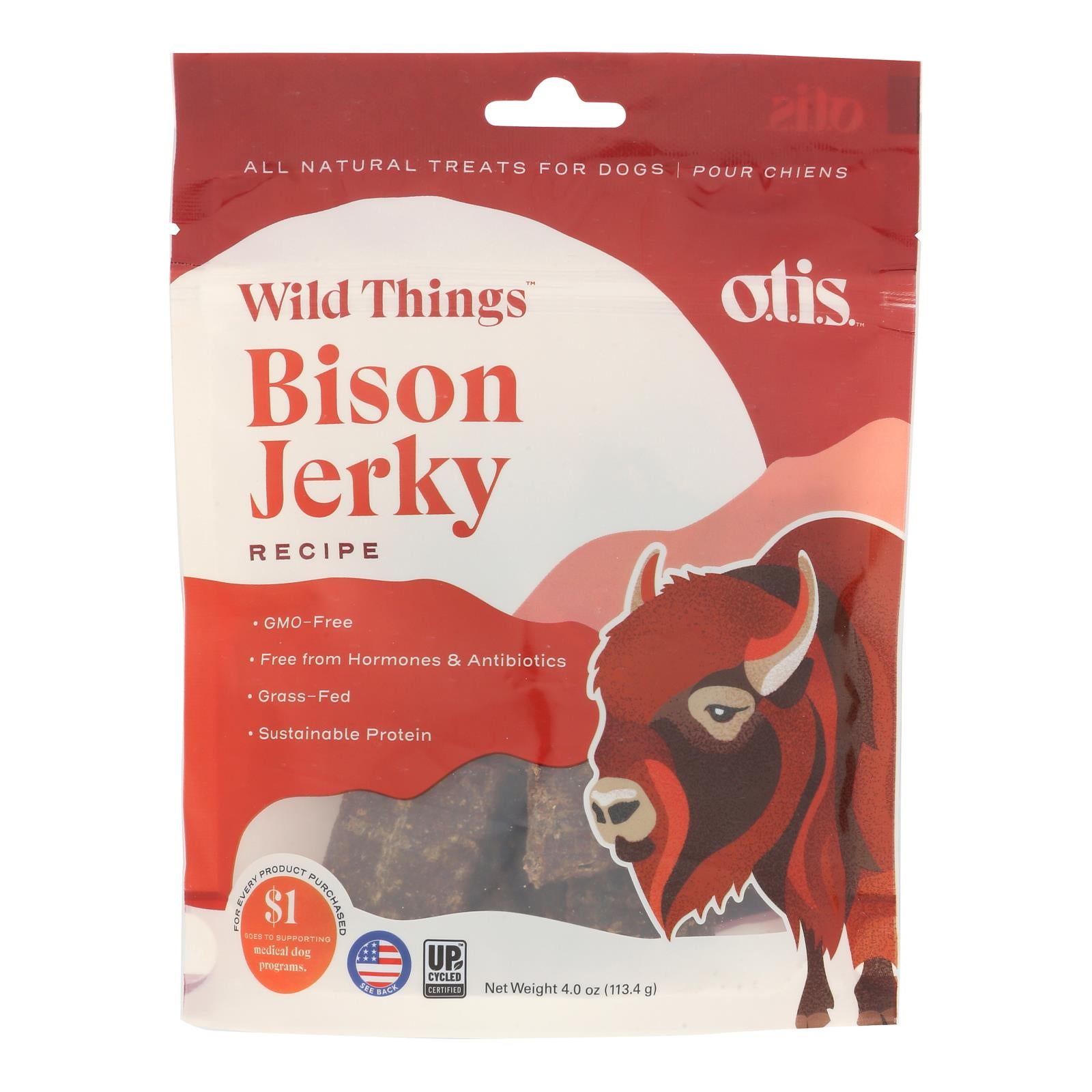 Wild Things - Dog Treat Jerky Bison - CS of 6-4 OZ