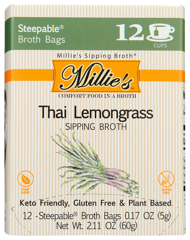 Millies Sipping Broth Broth Bags Thai Lemongrass - Case of 6 - 12 ct