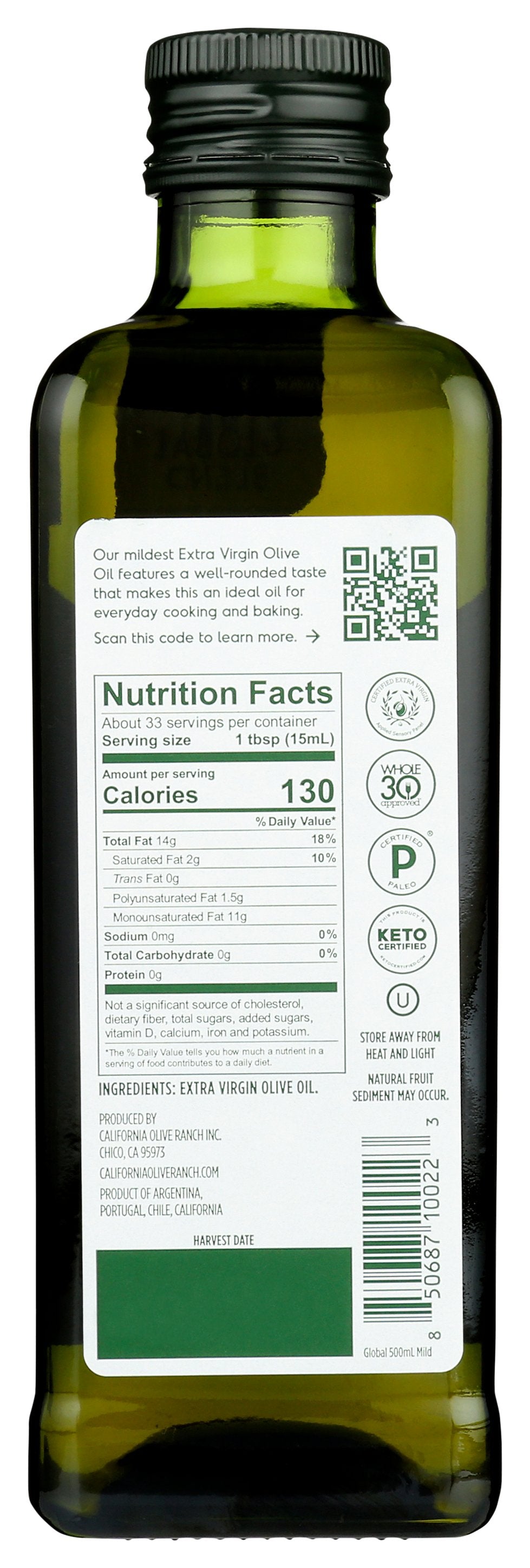 CALIFORNIA OLIVE RANCH GLOBAL MILD EVOO 500ML - Case of 6