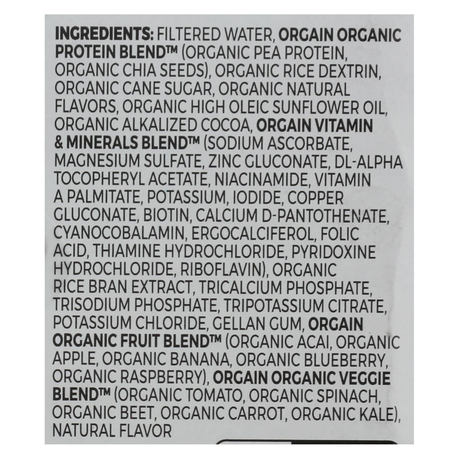 Orgain Organic Vegan Nutrition Shakes - Smooth Chocolate - Case of 3 - 4/11 FZ