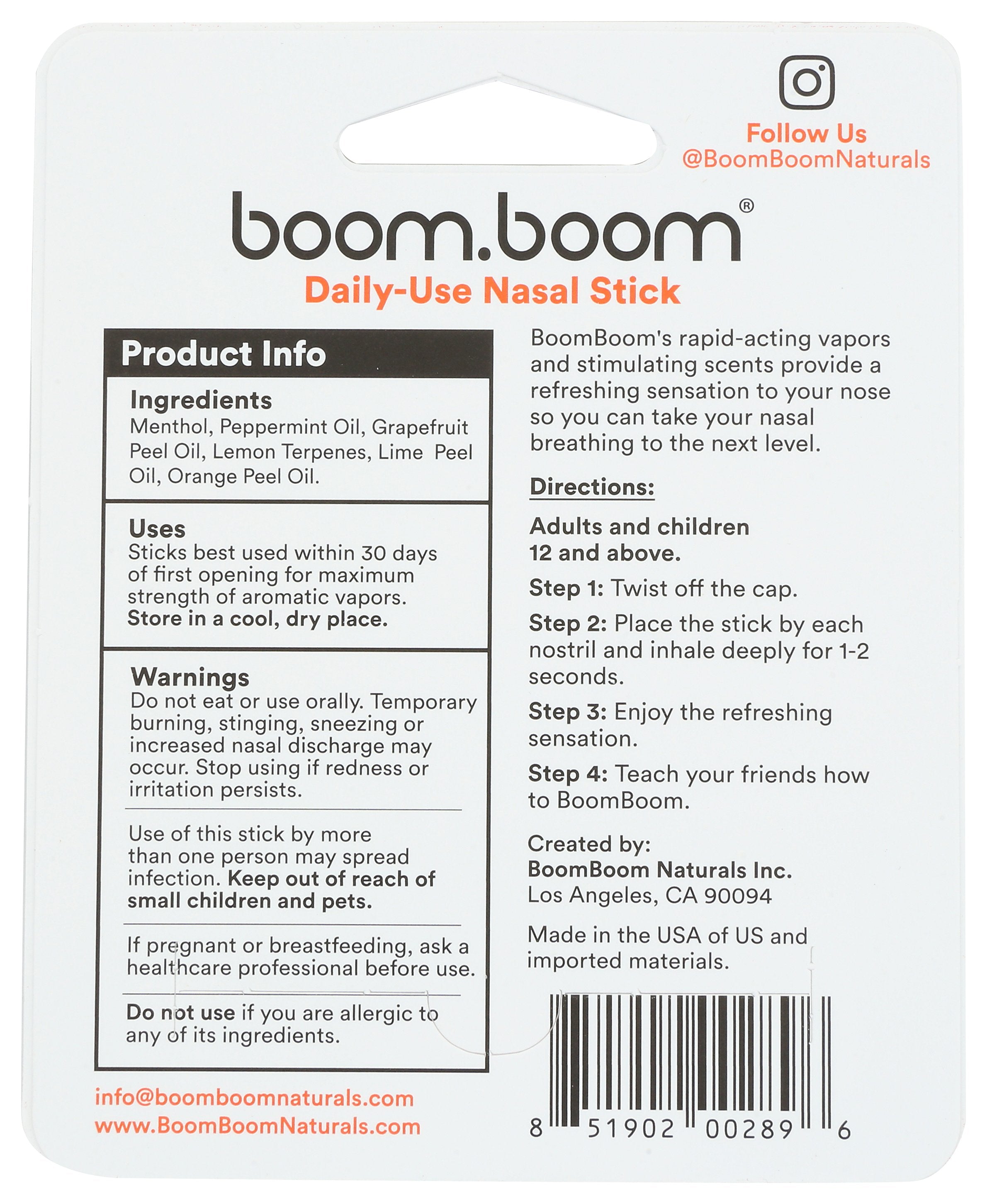 BOOMBOOM NATURALS INHALER NASAL TRPICAL 1PK - Case of 6