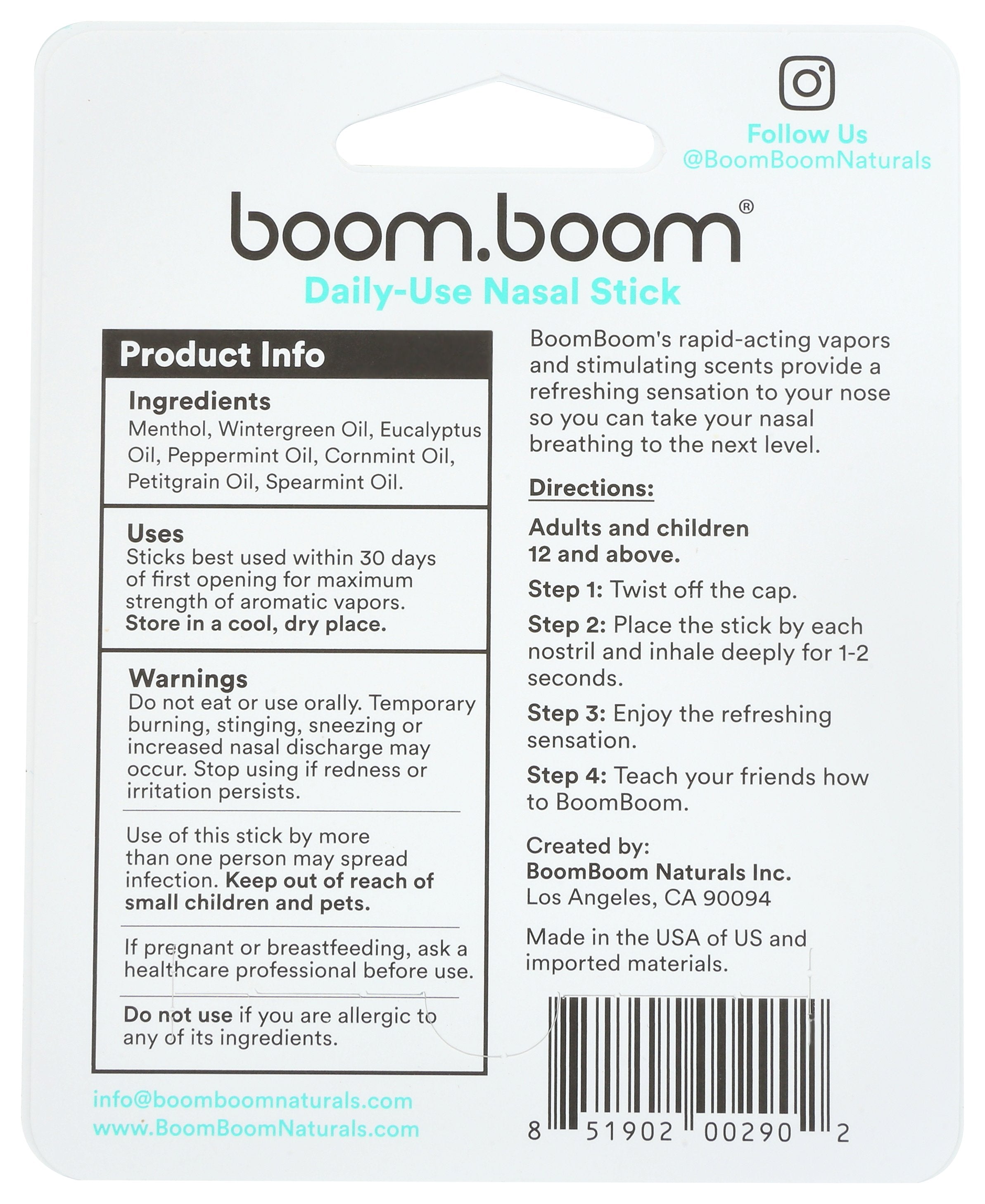 BOOMBOOM NATURALS INHALER NASAL WNTRMNT 1PK - Case of 6