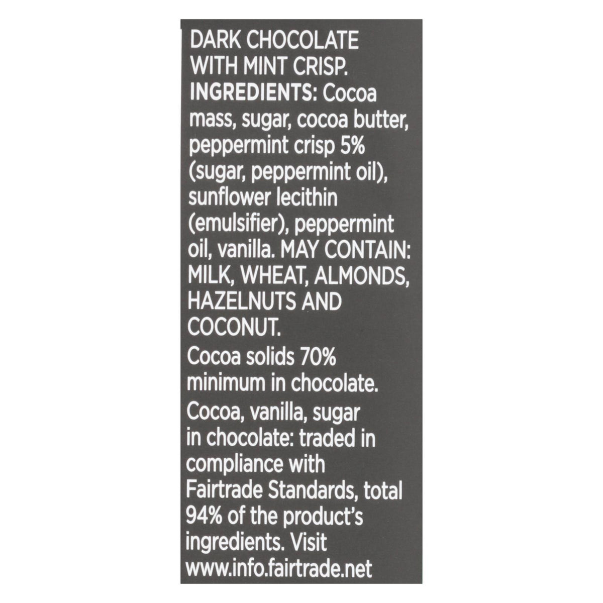 Divine - Bar Chocolate Dark W/mint Crisp - Case of 12 - 3 OZ