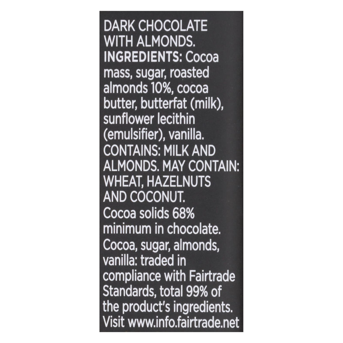 Divine - Bar Dark Chocolate W/almonds - Case of 12 - 3 OZ