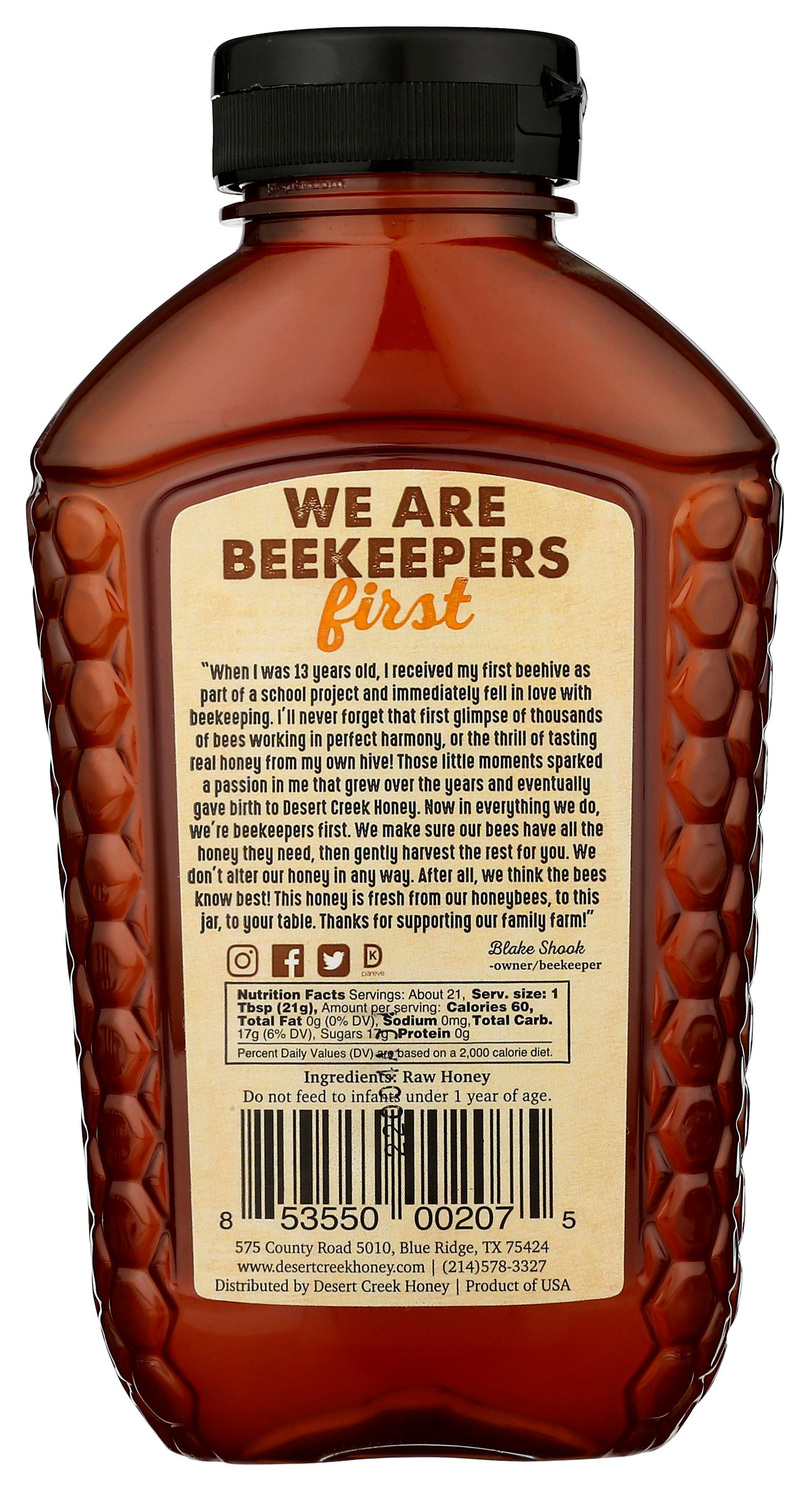DESERT CREEK HONEY LLC HONEY RAW TEXAS - Case of 6 [Raw & Unfiltered Texas Honey - 16 FO]