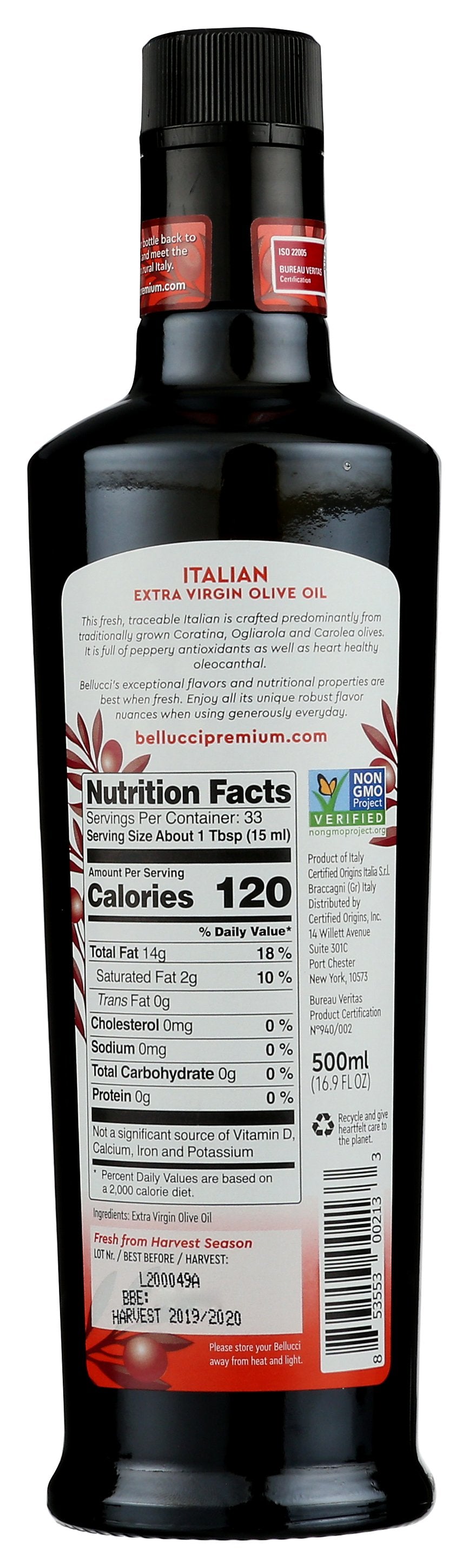 BELLUCCI PREMIUM OIL OLIVE 100% XVRGN - Case of 6